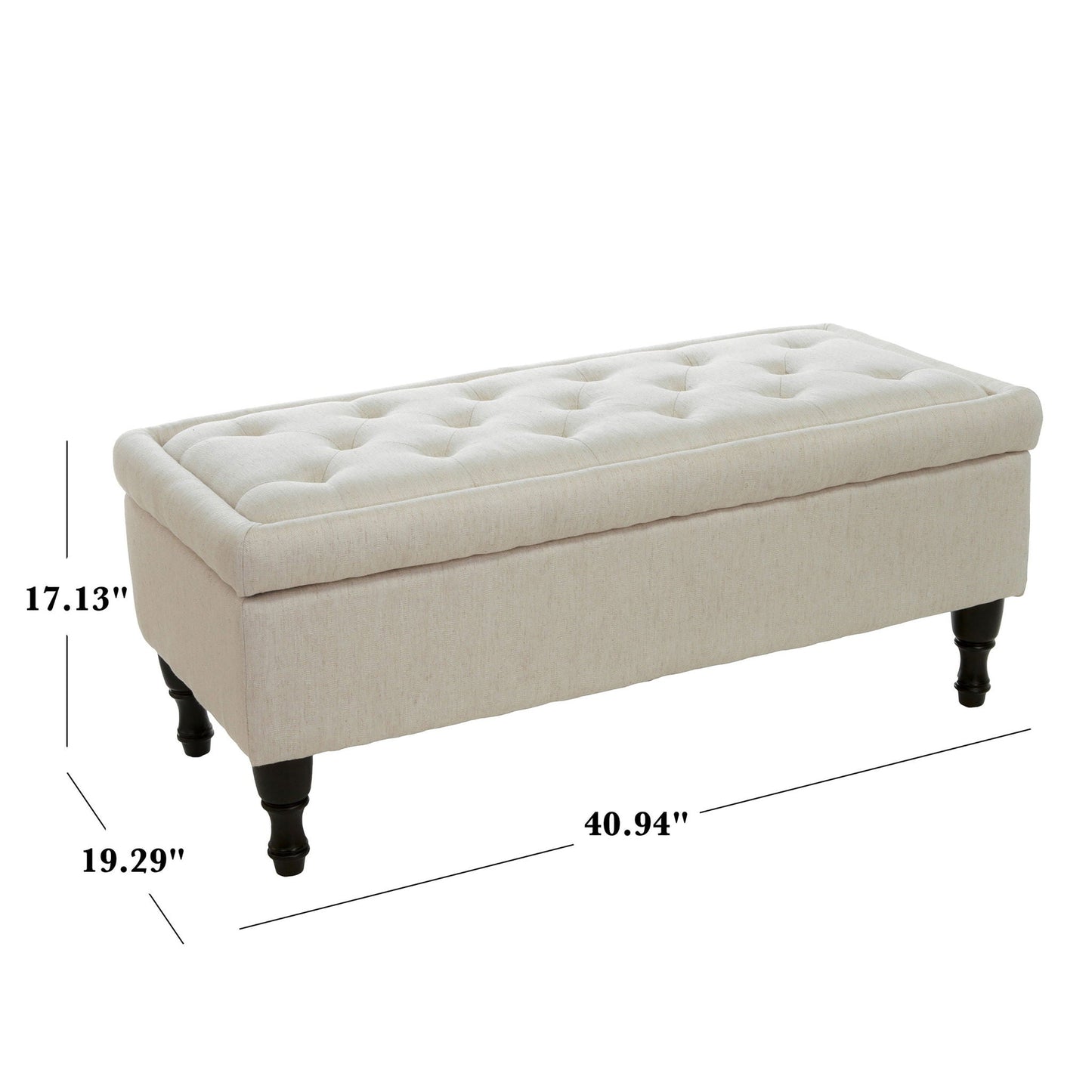 Button-Tufted Upholstered Ottoman With Hidden Storage - Linen Noble House