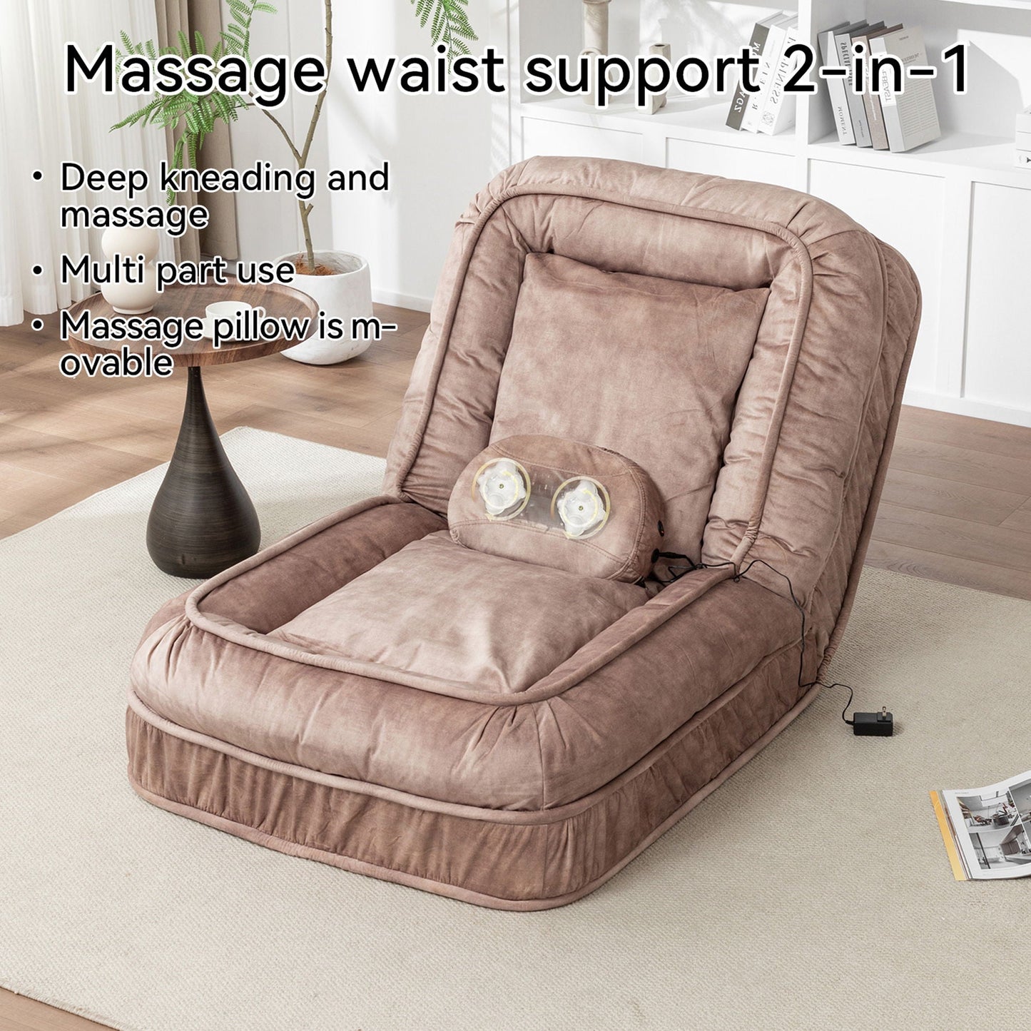 Upholstered Human Dog Bed And Pets, Bean Bag Floor Sofa With Massage Pillow, 5 Adjustable Positions & 2 Soft Pillows Home Essentials