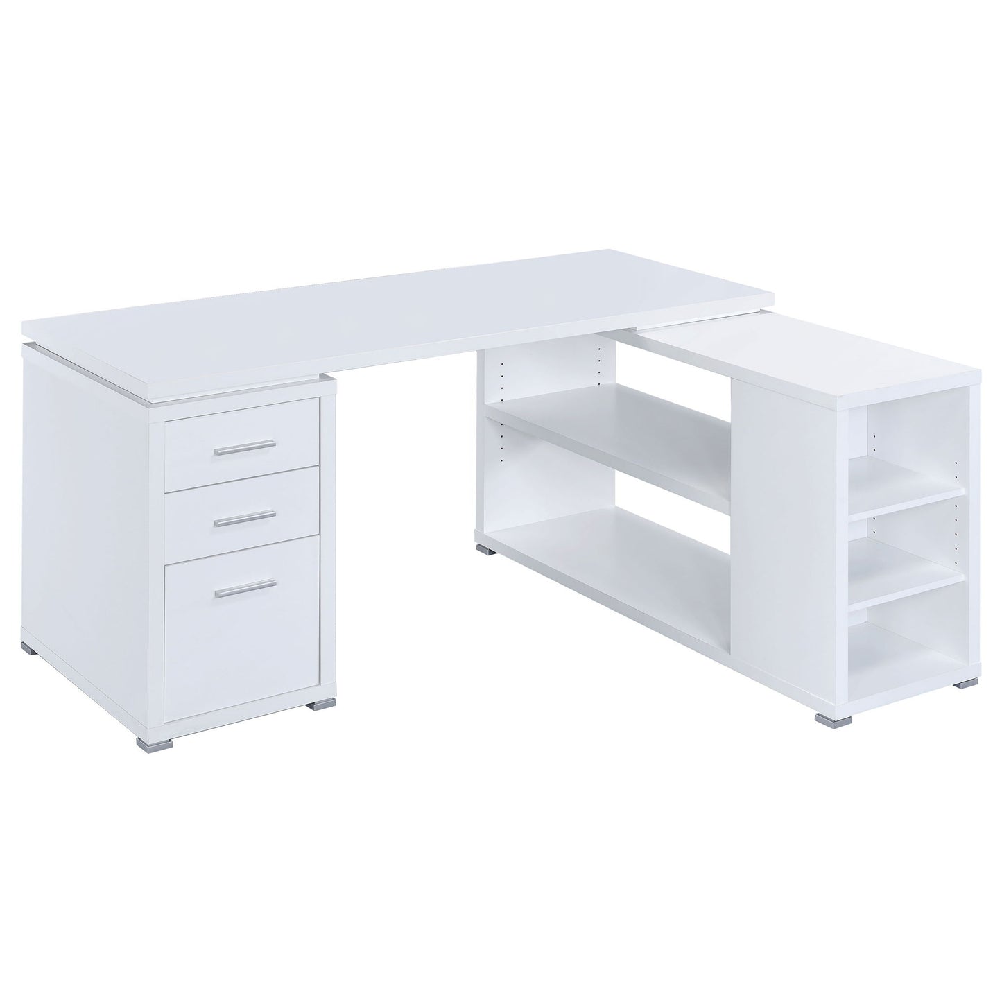 Transitional L Shape Computer Desk With Multiple Storage And Built In File Cabinet Home Essentials