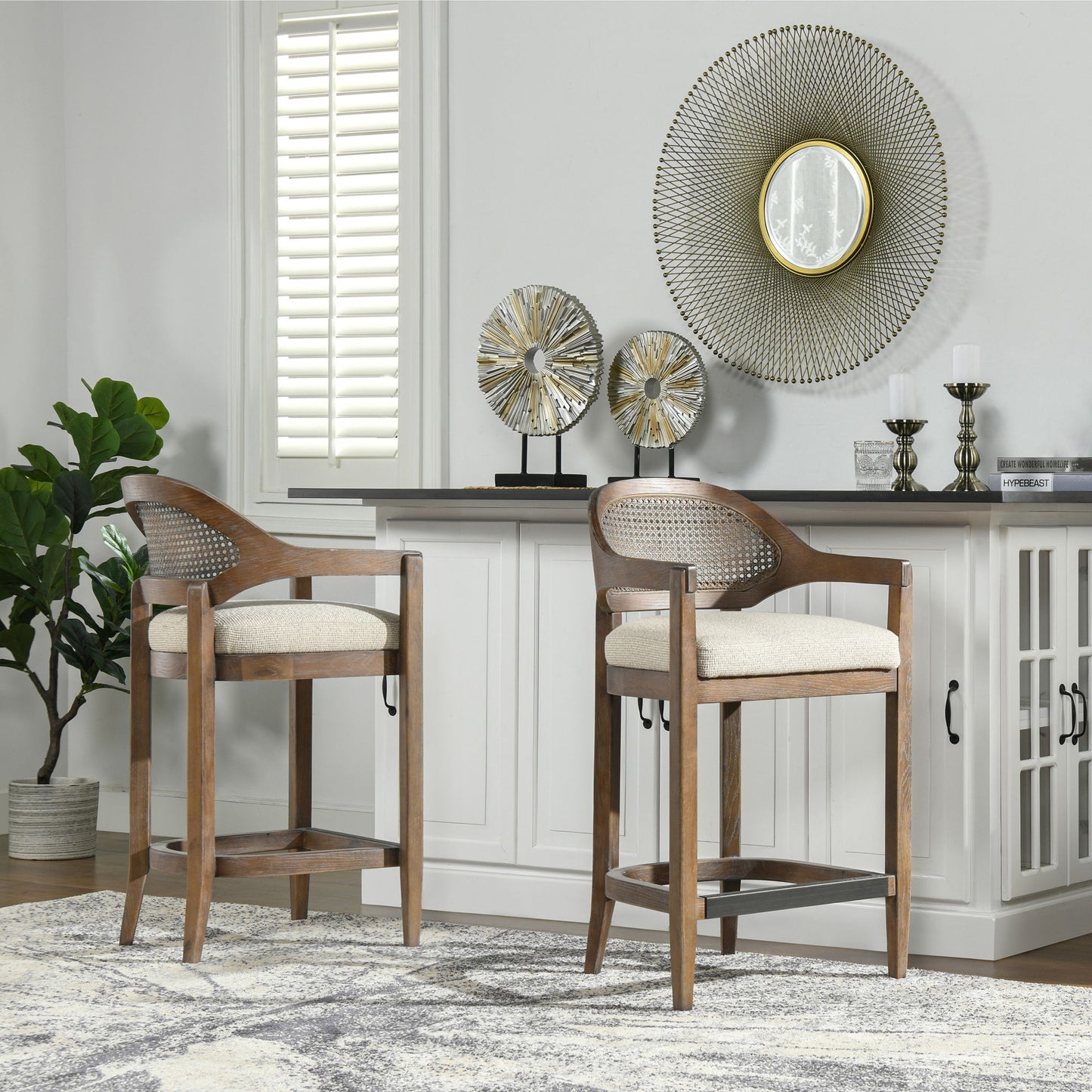 Americana - Mid-Century Modern Cane Back Counter Stool Jennifer Taylor Home
