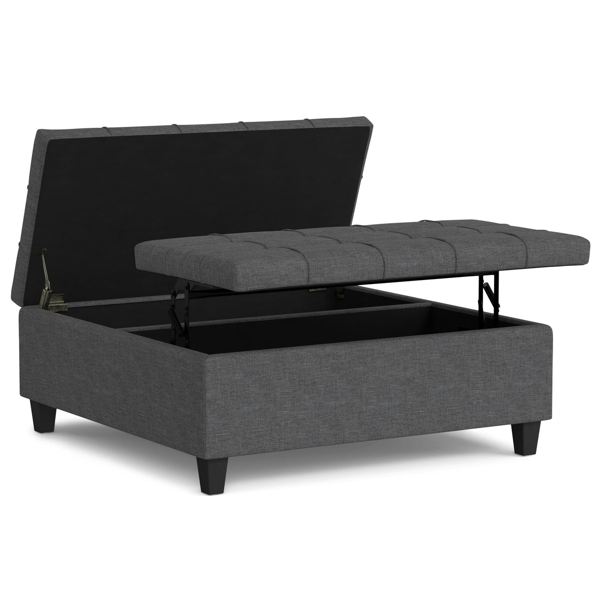 Harrison - Multifunctional Large Square Coffee Table Storage Ottoman - Gray Simpli-Home