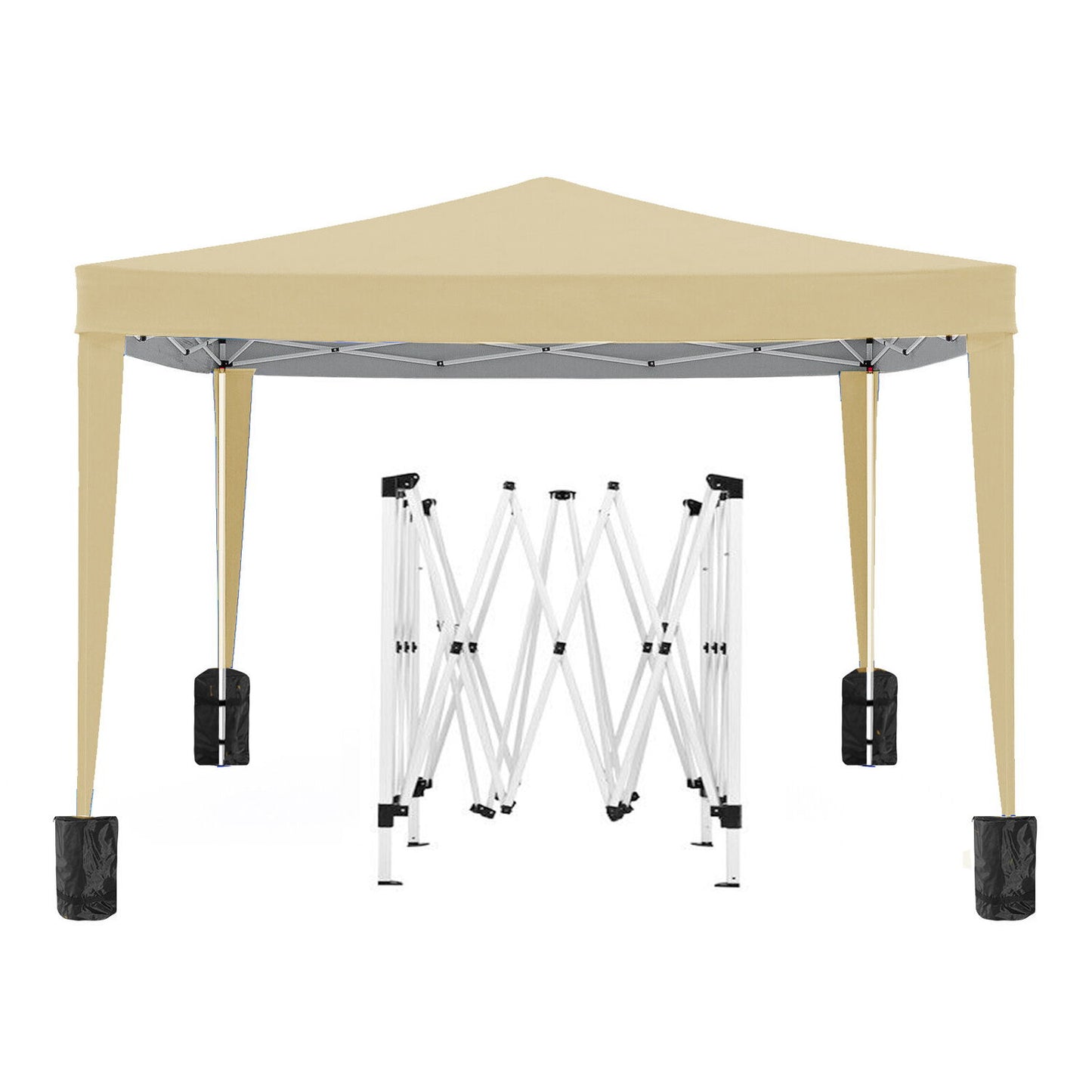 10'X10' Folding Canopy With 4 Removable Sidewalls Outdoor Event Shelter UPF 50+ Gazebo Portable Tents For Parties Beach Camping Wedding Ez Pop Up Canopy 4 Pieces Weight Bag + Carry Bag Home Essentials