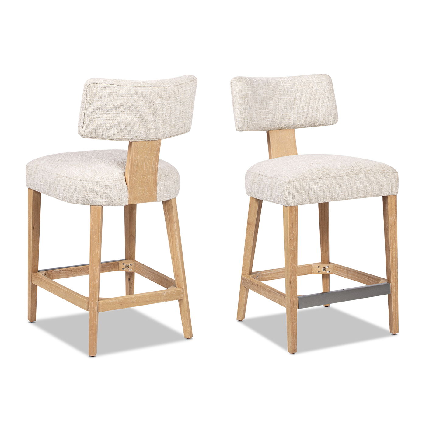 Penny - Round Arched Upholstered Counter Stool (Set of 2) - Travertine Beige Jennifer Taylor Home