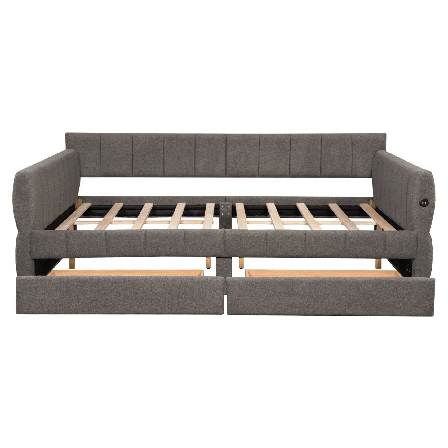 Upholstered Platform Bed With USB And 2 Drawers Dreamland