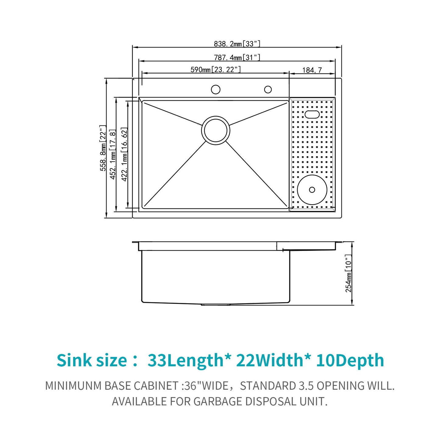 Single Bowl Workstation Kitchen Sink With Cup Washer 16 Gauge Stainless Steel - Black / Gray Daily Nest