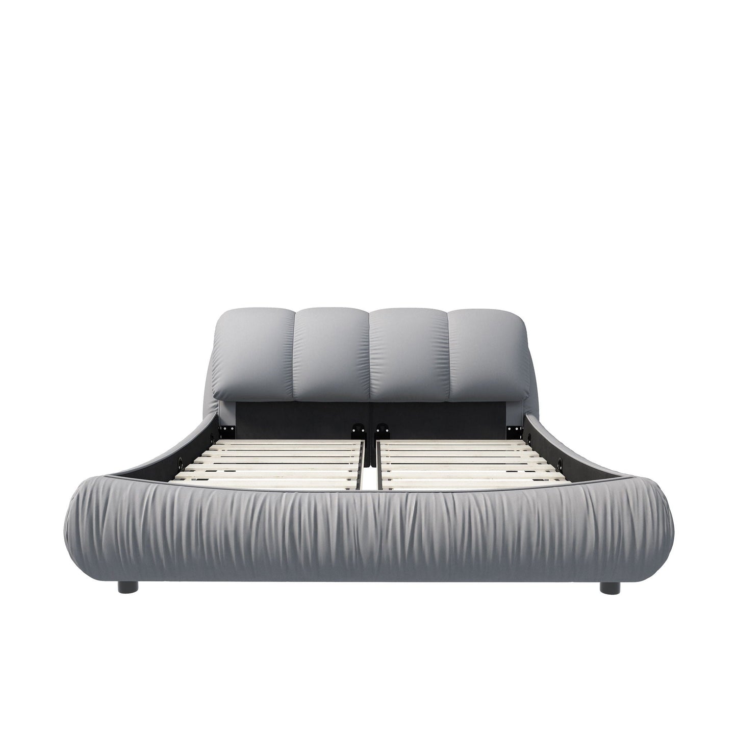 Luxury Upholstered Platform Bed With Oversized Padded Backrest And Solid Wood Frame Home Essentials