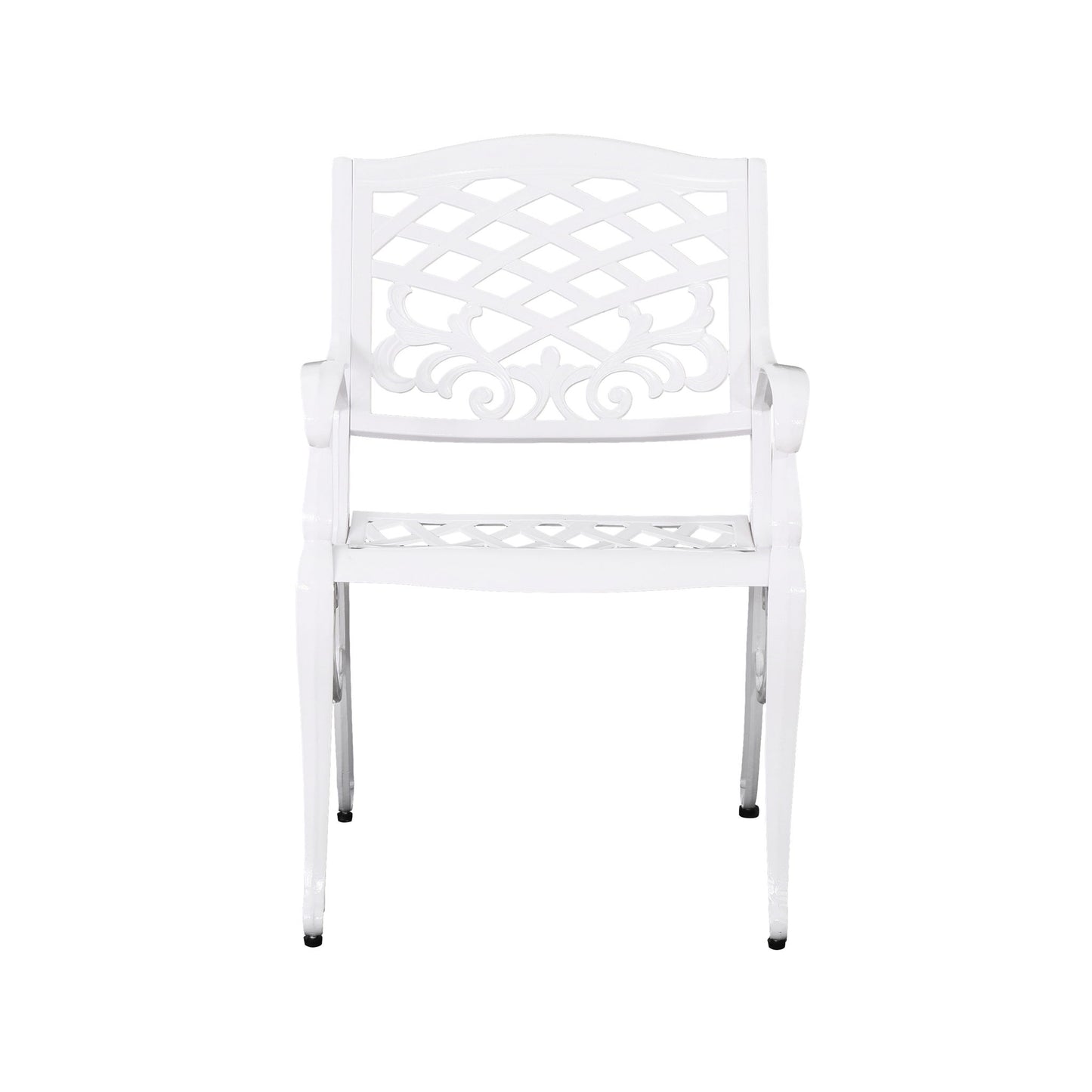 Unravel - Outdoor Arm Chair With Scroll Design And Floral Accents (Set of 2) - White Noble House