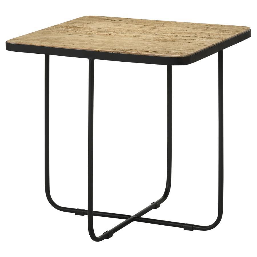 Elyna - Square Stone Top Accent Side Table - Beige CoasterEssence