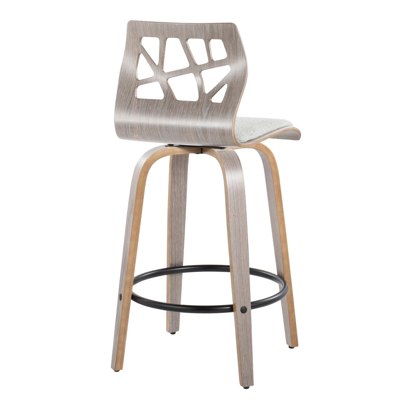 Folia - Contemporary Fixed Height Counter Stool With Swivel With Round Footrest (Set of 2) - Light Gray Lumi Source