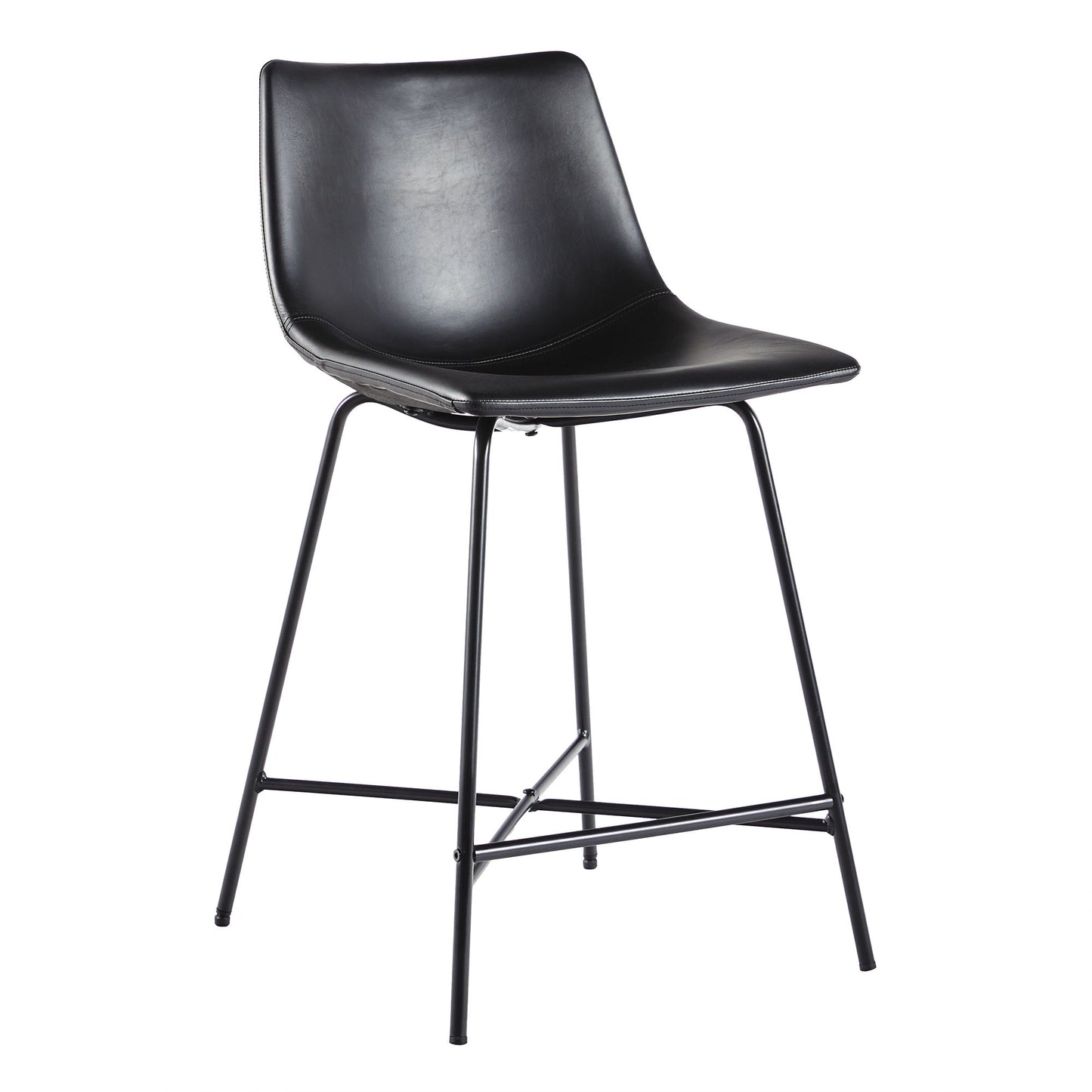 Modern Upholstered Counter Stool With Metal X Base (Set of 2) - Black Walker Edison
