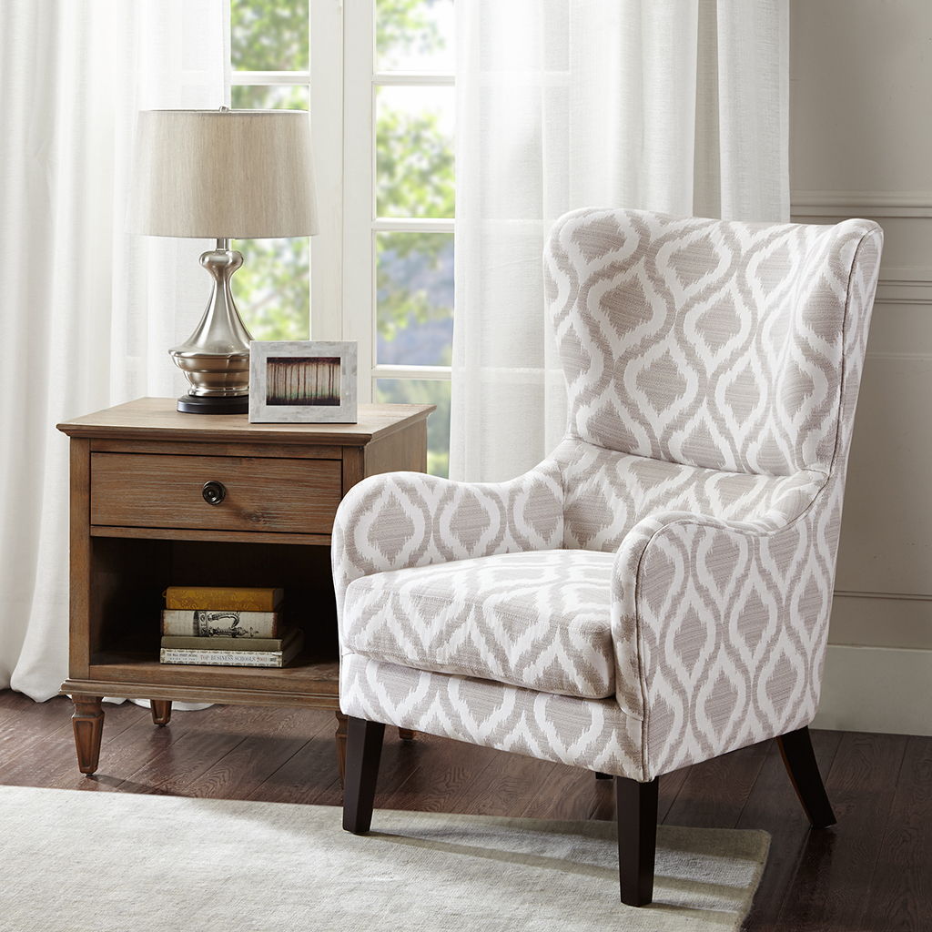 Arianna - Swoop Wing Chair - Gray / White Madison Park