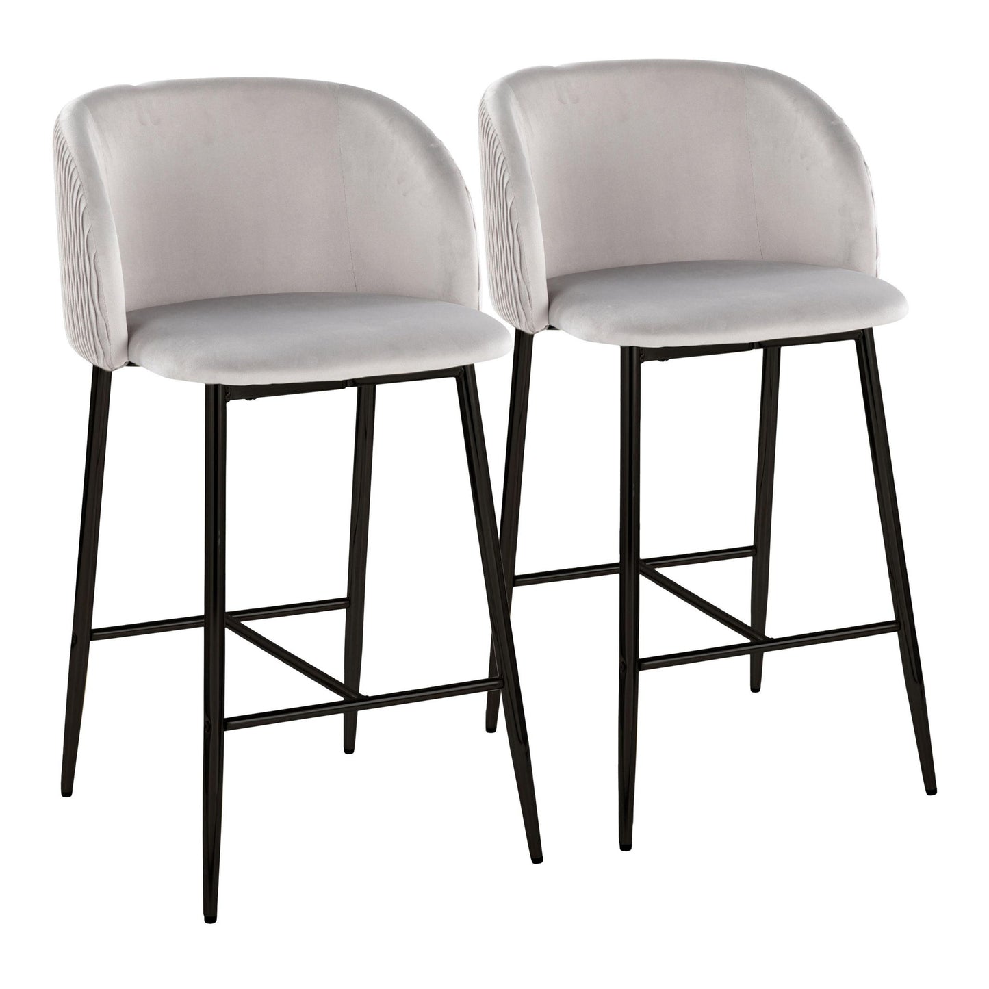 Fran - Pleated Waves Contemporary Fixed Height Counter Stool (Set of 2) Lumi Source