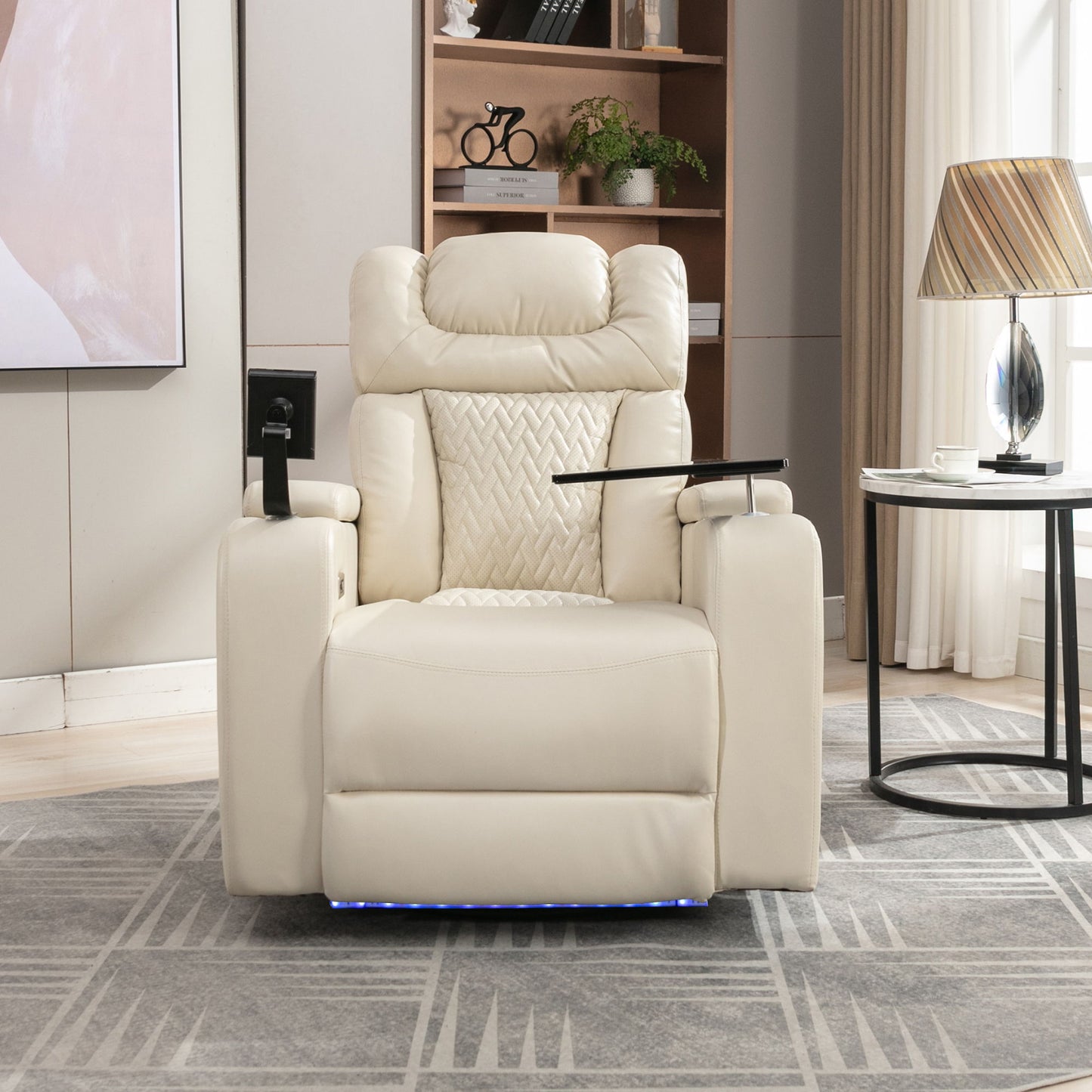 270 Degree Swivel Power Recliner With Tray Table, Phone Holder, Cup Holder, USB Port Hearth and Haven