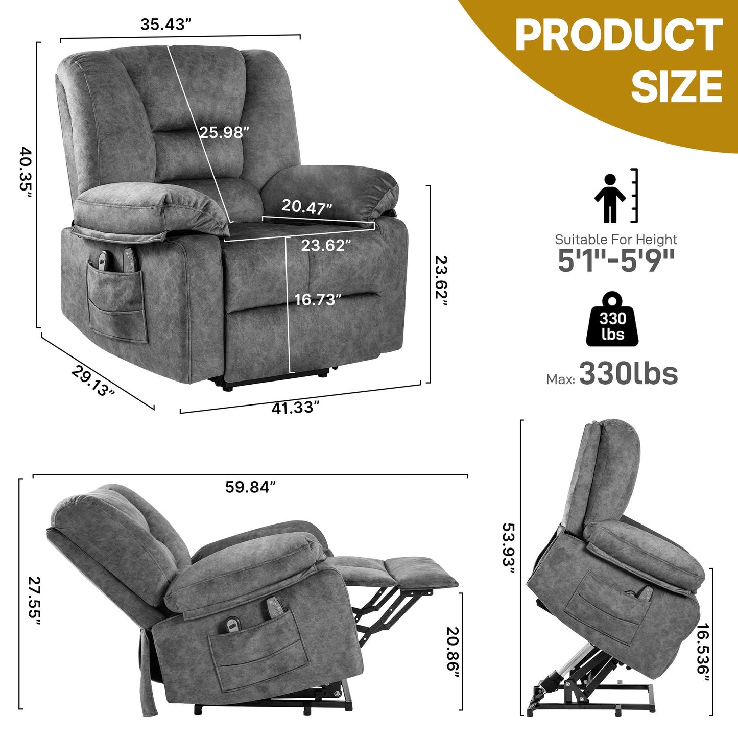 Power Lift Recliner Chair Sofa With Massage Home Essentials
