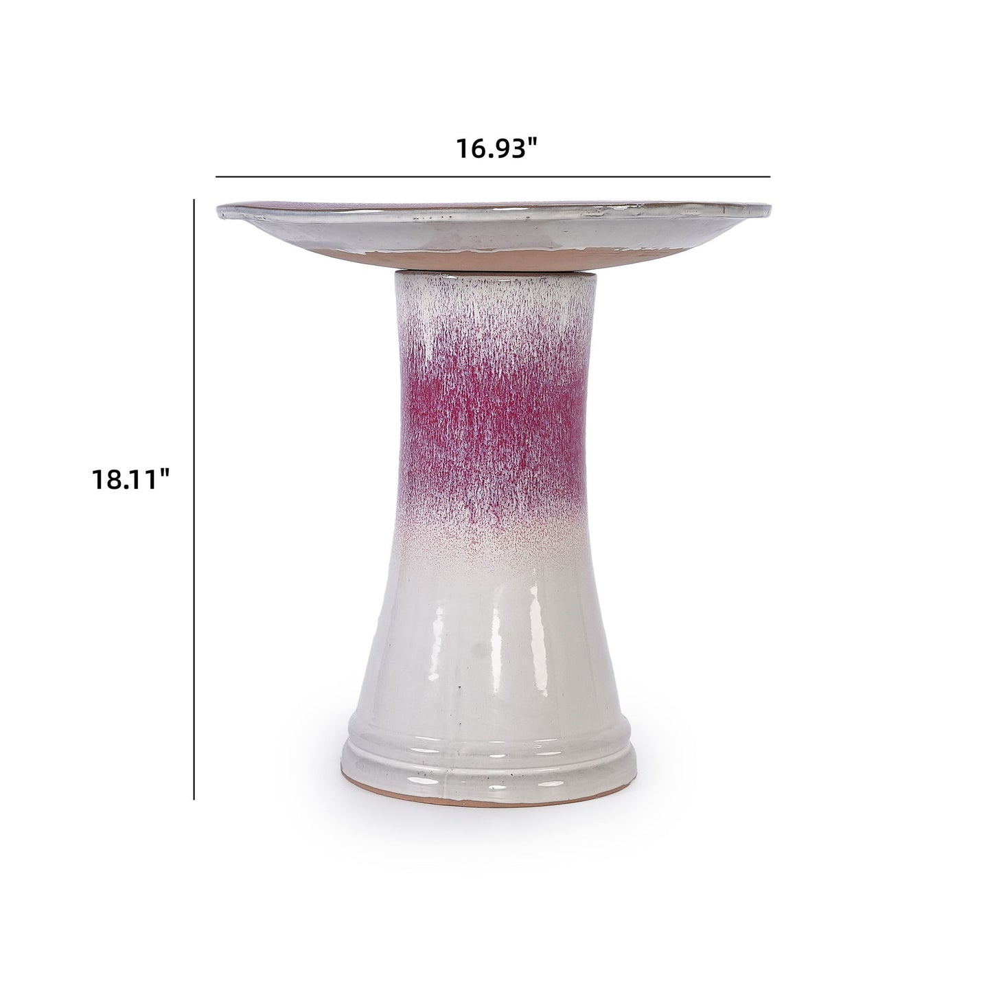 Birdbath For Patio, Garden - White / Pink Daily Nest
