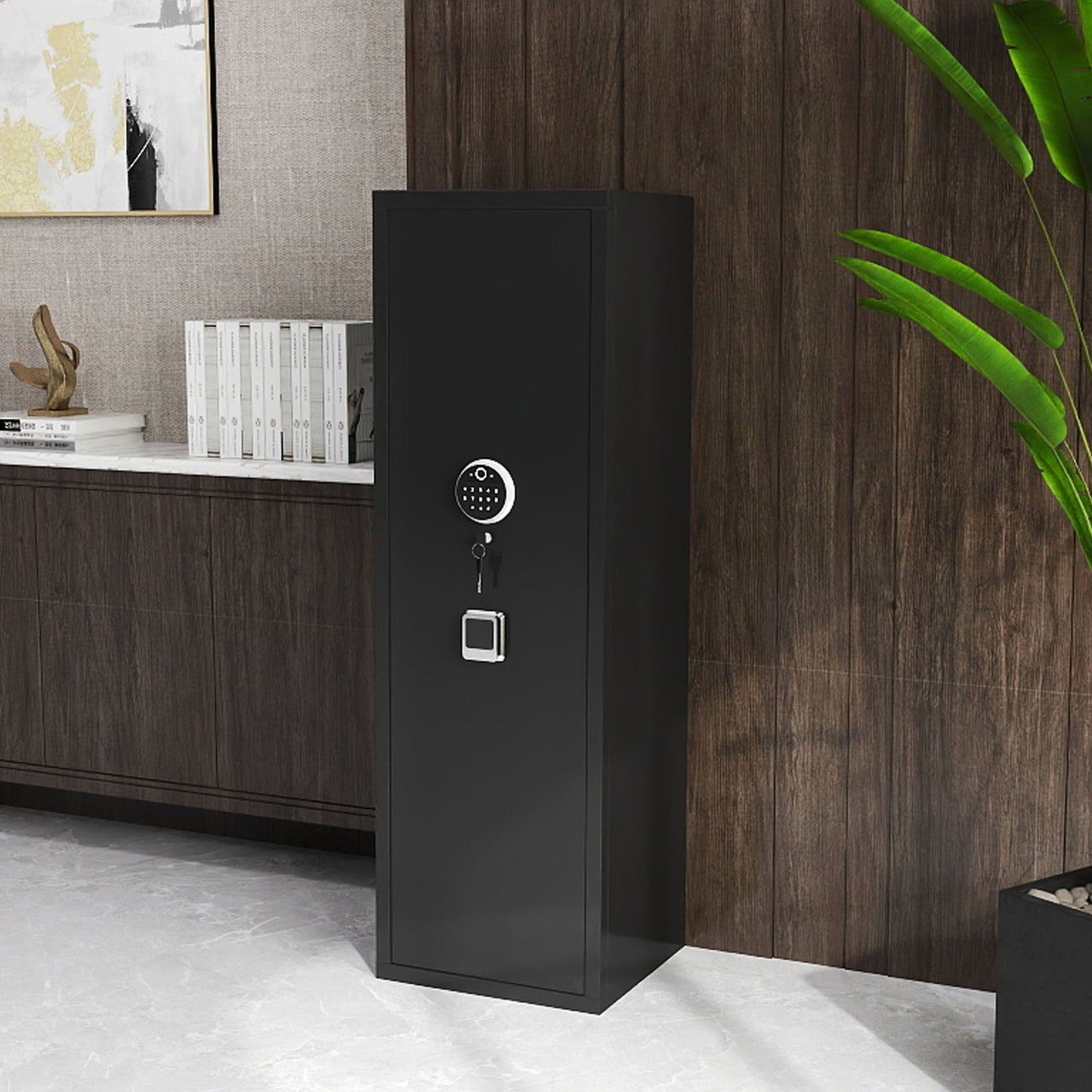 Gun Safes For Home Rifle And Pistols, Fingerprint Electronic Safe With Quick Access, Detachable Partition - Black Daily Nest