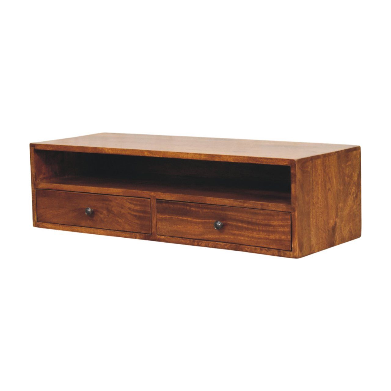 Lunar - 2 Drawer Wall Mounted Media Unit - Brown Artisan Furniture