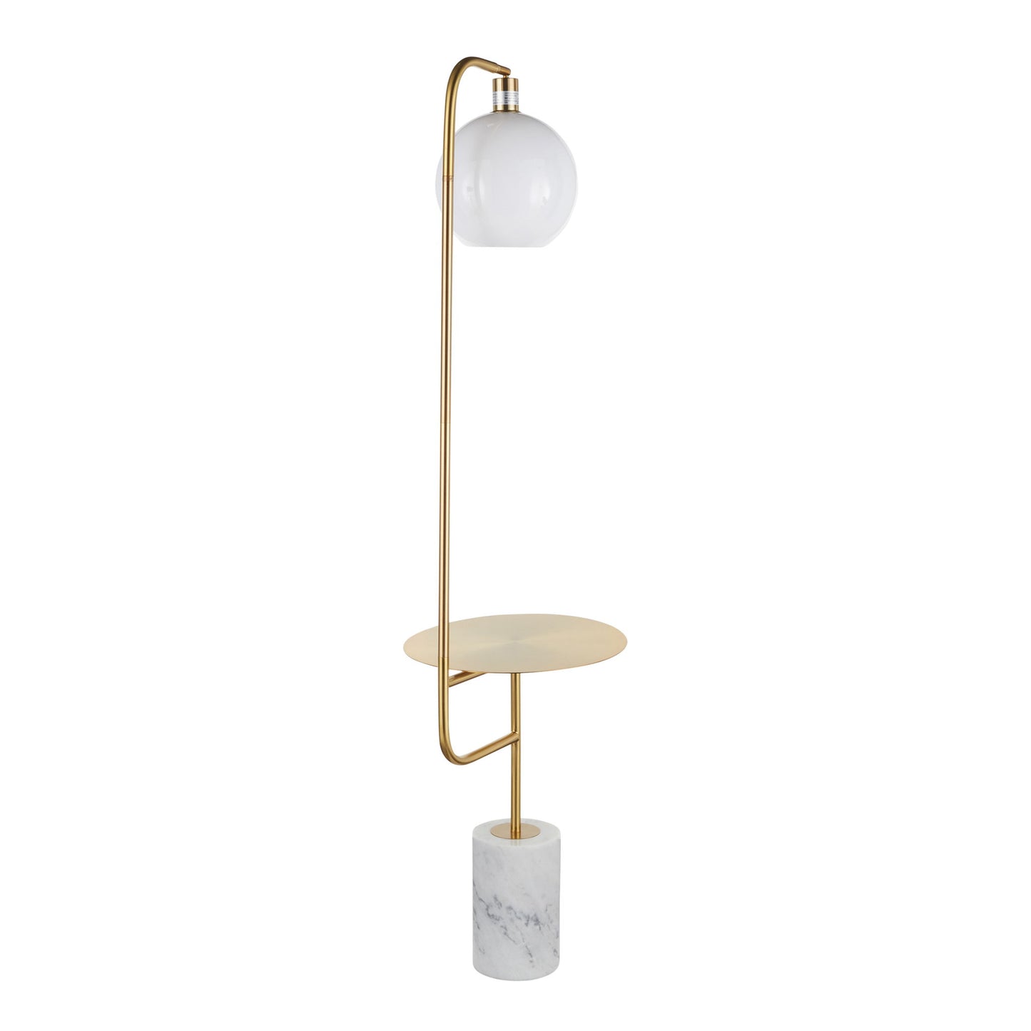 Symbol - Contemporary / Glam Floor Lamp Side Table - White Marble Lumi Source
