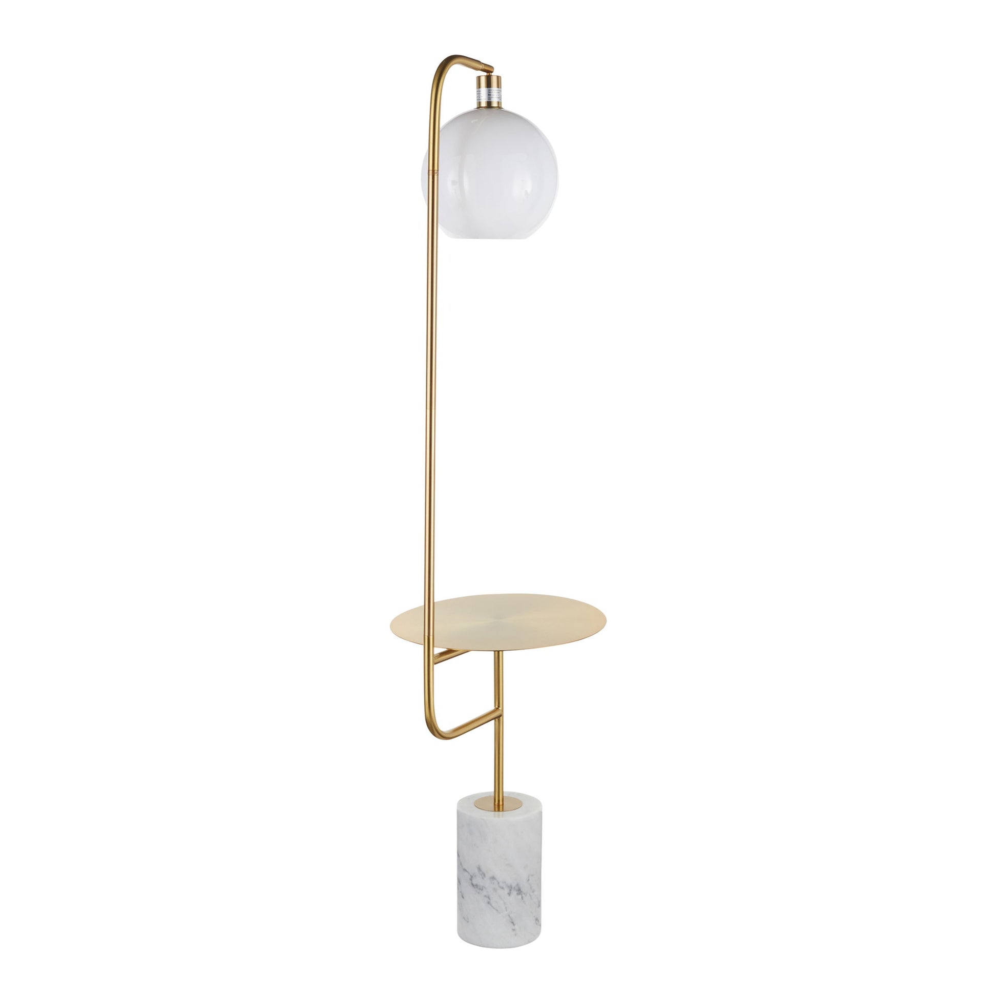 Symbol - Contemporary / Glam Floor Lamp Side Table - White Marble Lumi Source