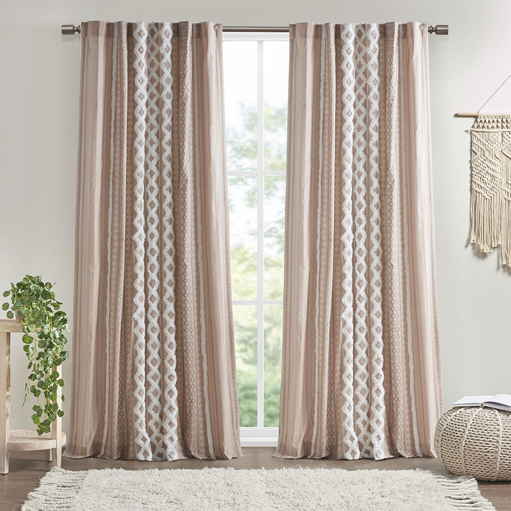 Imani - Printed Window Panel With Stripe And Lining - Blush INK+IVY