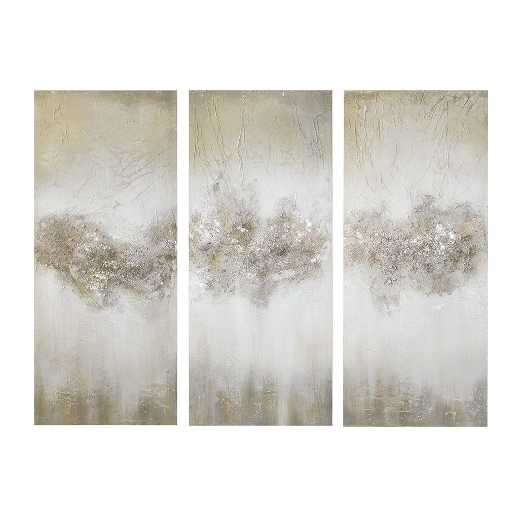 Luminous - Hand Painted Heavy Textured Glitz Canvas (Set of 3) - Taupe Madison Park