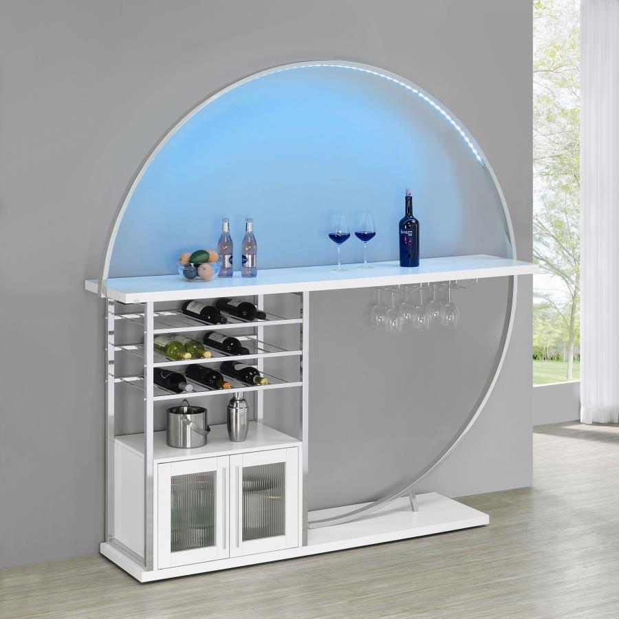 Risley - 2-Door Circular LED Home Bar With Wine Storage Coaster Fine Furniture