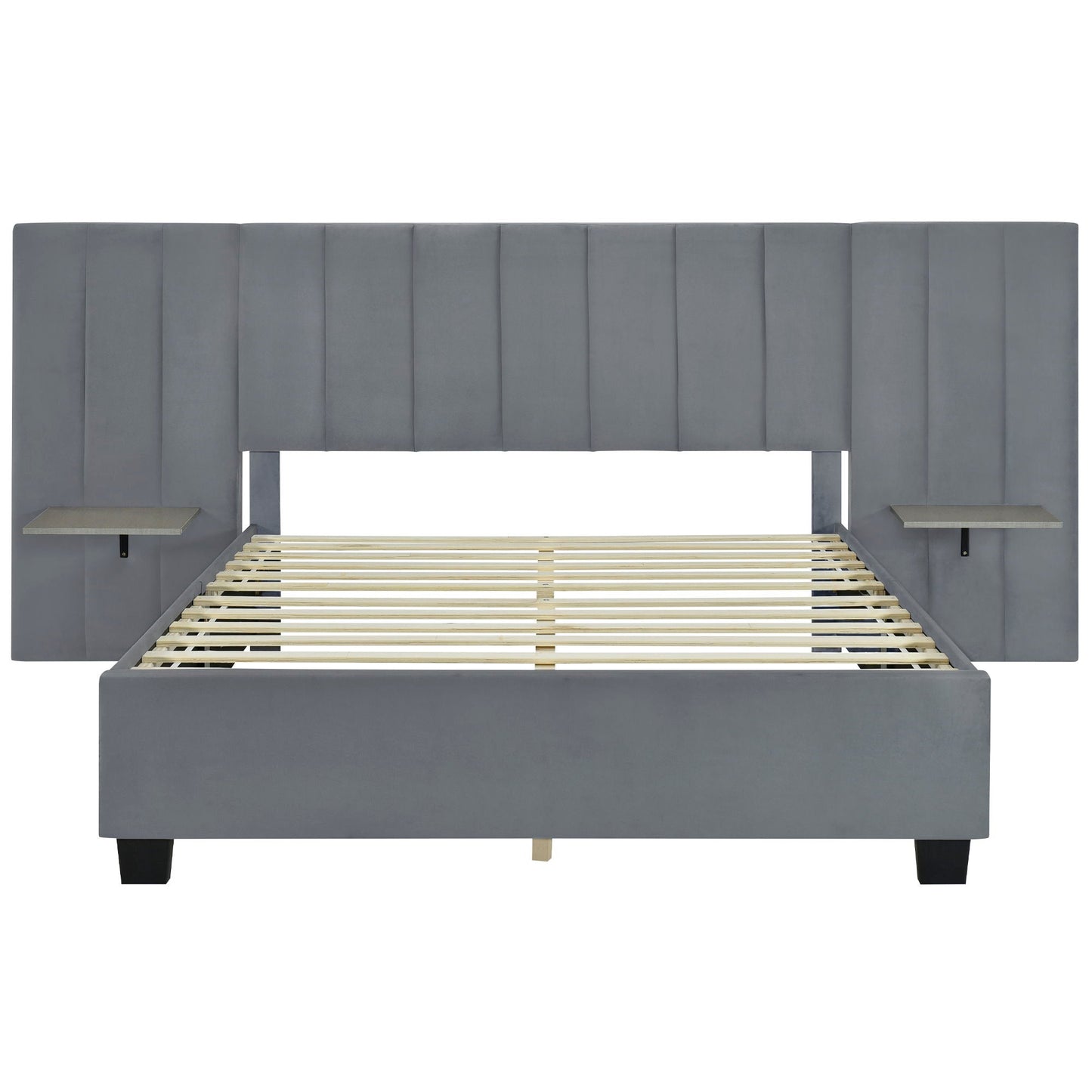 Upholstered Platform Bed With Big Headboard Halcyon Home