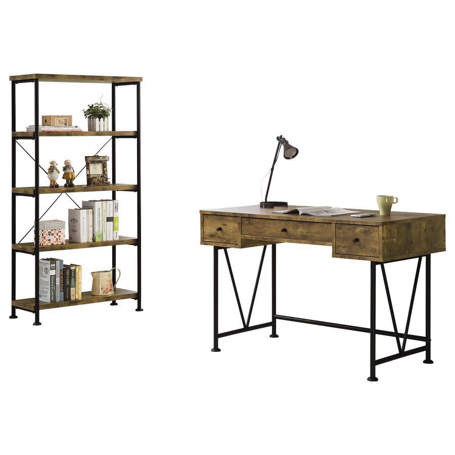 Analiese - 2 Piece Computer Desk Bookcase Set - Rustic Nutmeg CoasterEveryday