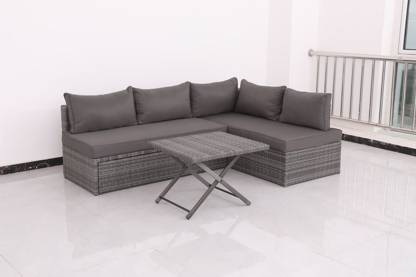 Patio Sofa With Cushions - Gray Home Essentials