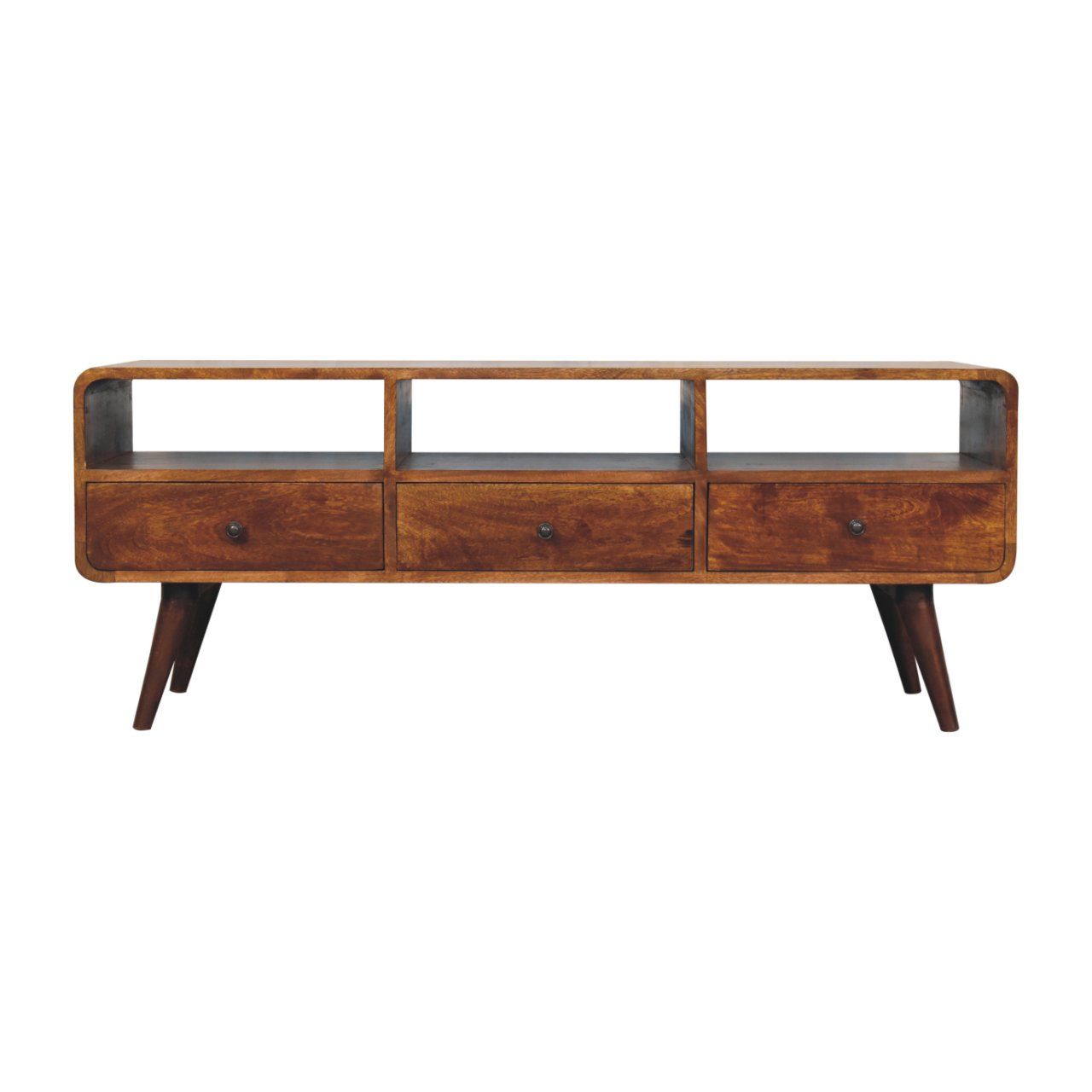 Trio Curved Media Unit - Antique Bronze Artisan Furniture