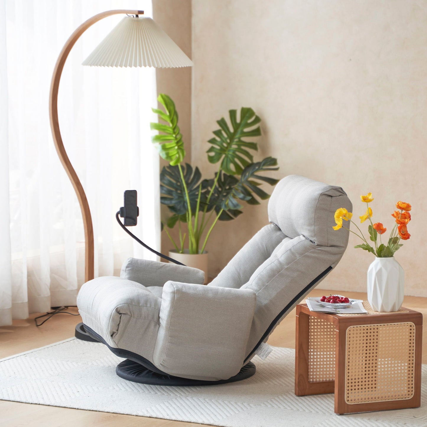 Adjustable Swivel Lounge Chair With 360 Degree Rotating Seat And Headrest Support Home Essentials