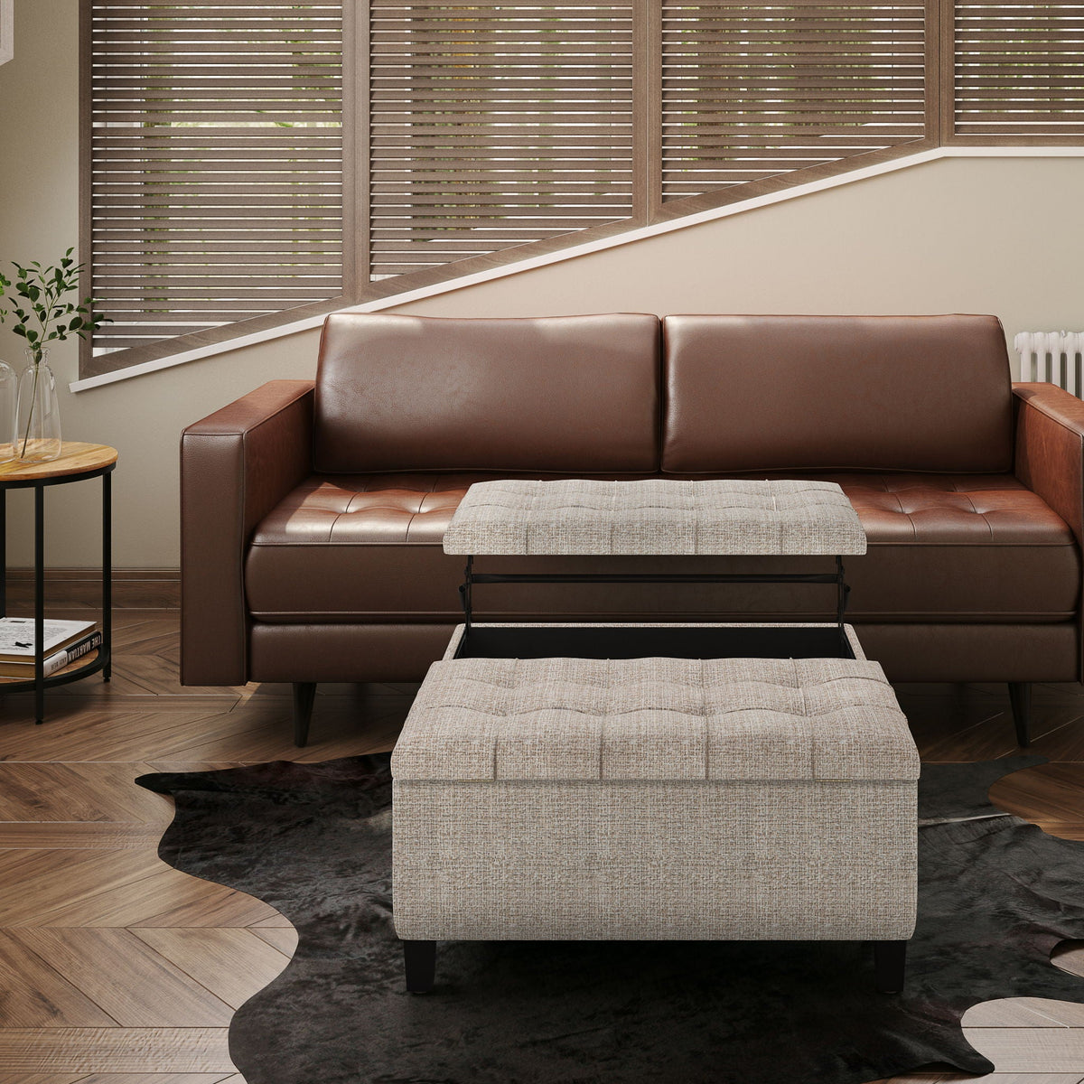 Harrison - Coffee Table Storage Ottoman - Silver Simpli-Home