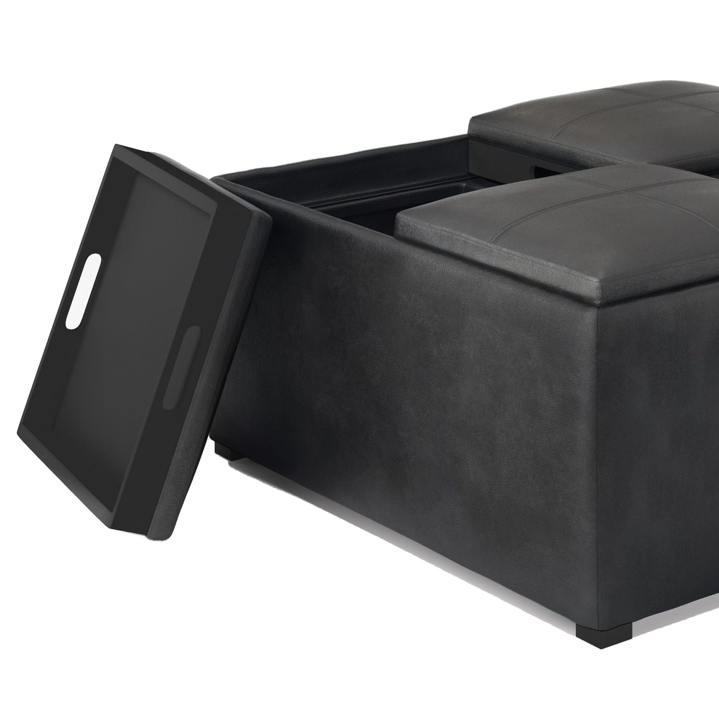 Avalon - Upholstered Square Coffee Table Storage Ottoman Simpli-Home
