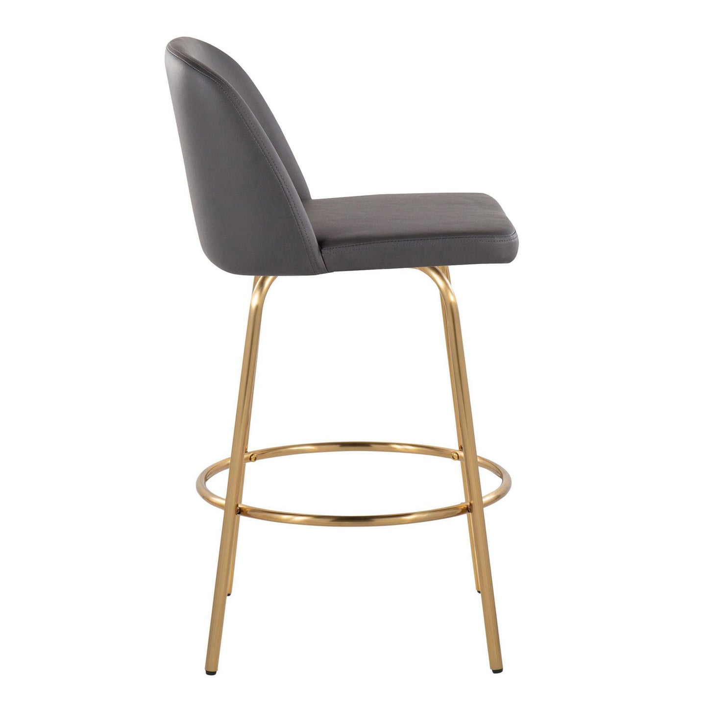 Toriano - Contemporary, Fixed Height Counter Stool With Swivel With Round Footrest (Set of 2) Lumi Source