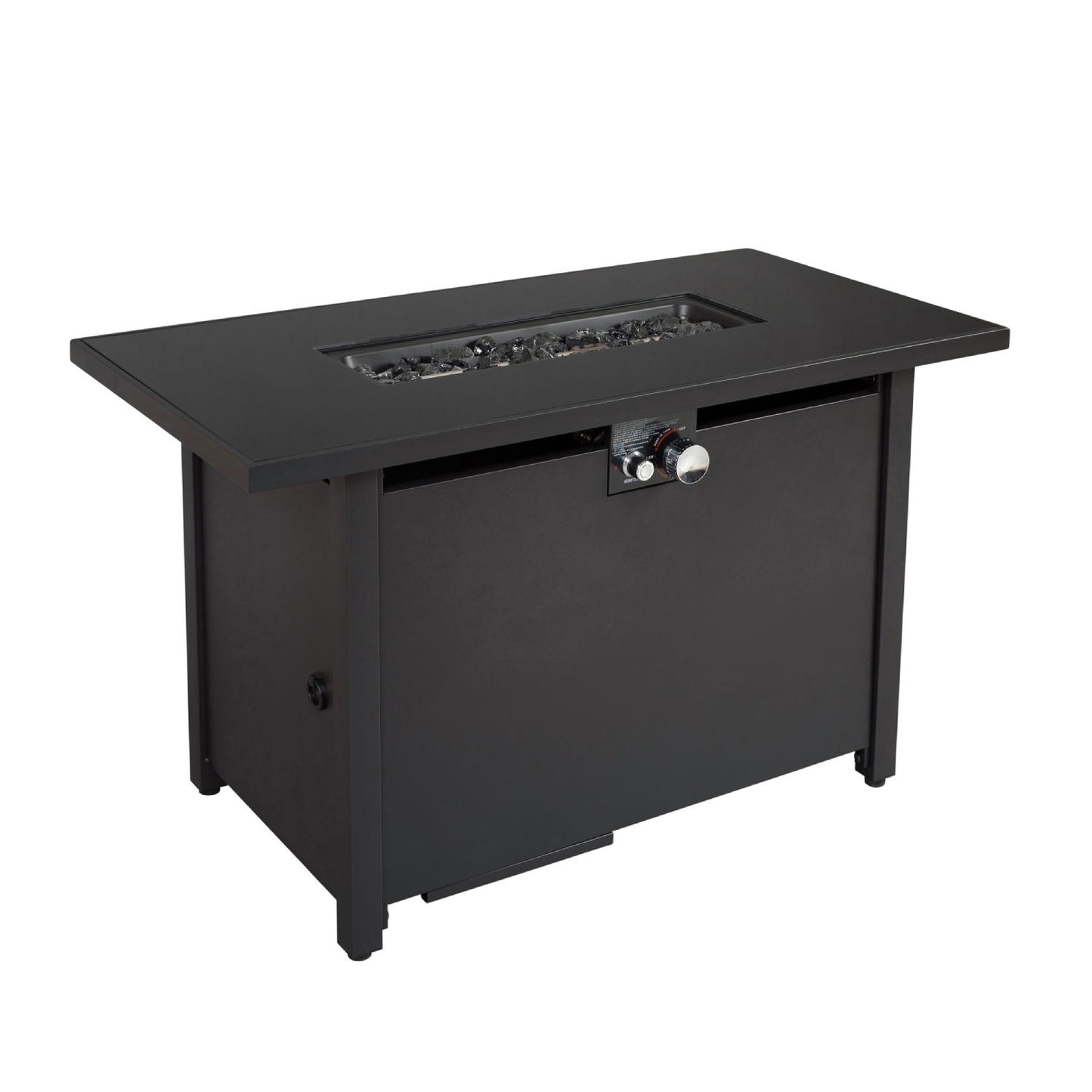 Outdoor Fire Pit Table Durable Construction With Lid - Black LSI Patio Furniture