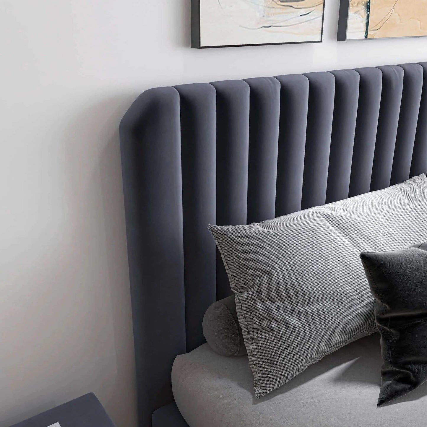 Bethany - Queen Upholstered Platform Bed - Gray Ashcroft Furniture