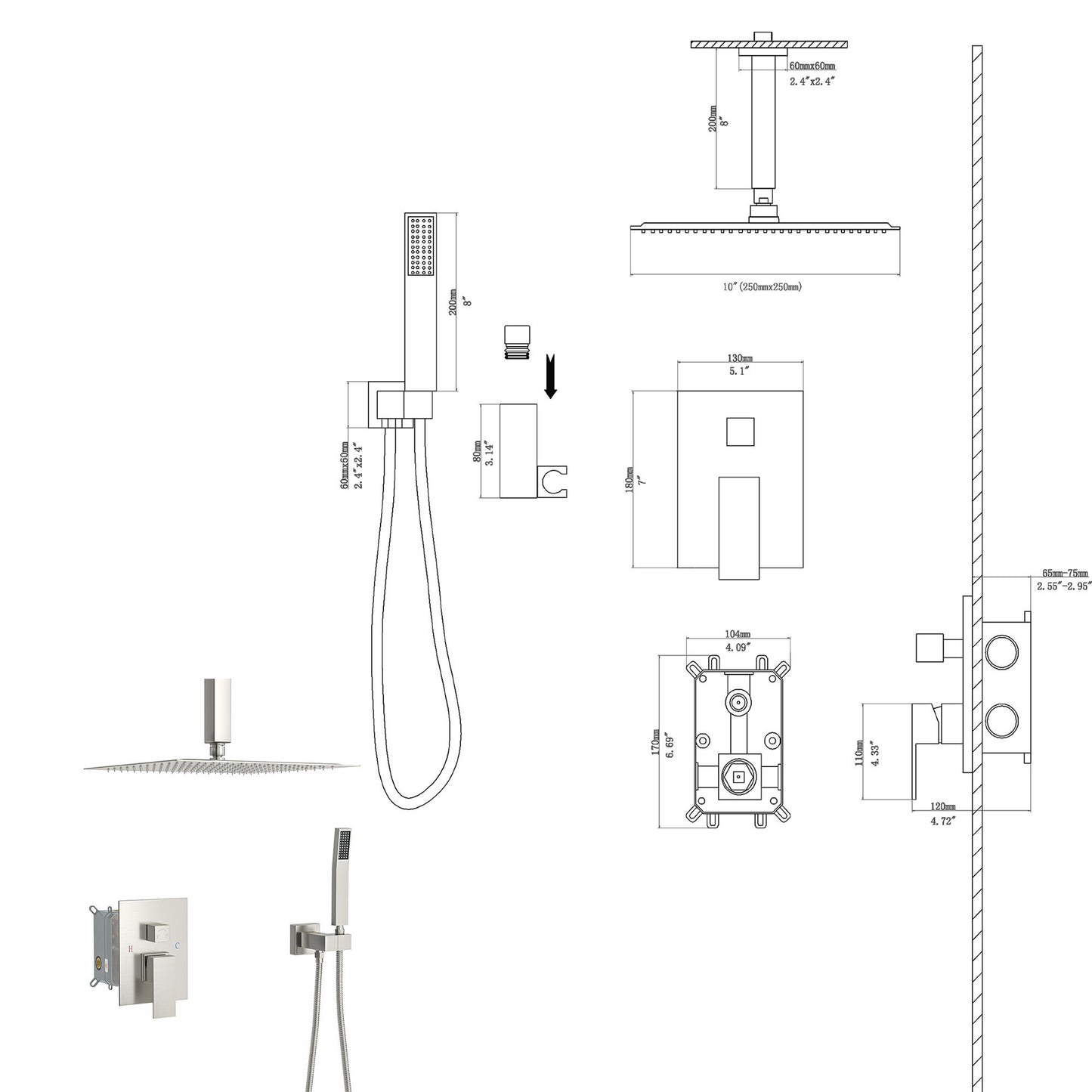 Dual Shower Head System With Ceiling Mount And Rough In Valve Daily Nest