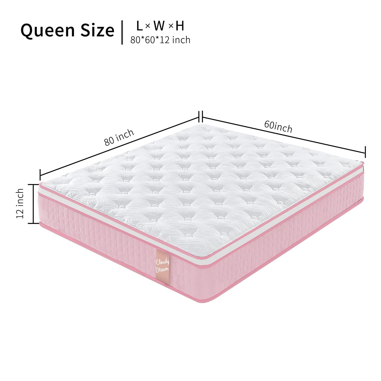 12" Hybrid Mattress With Individual Pocket Spring, Comortable Memory Foam Home Essentials