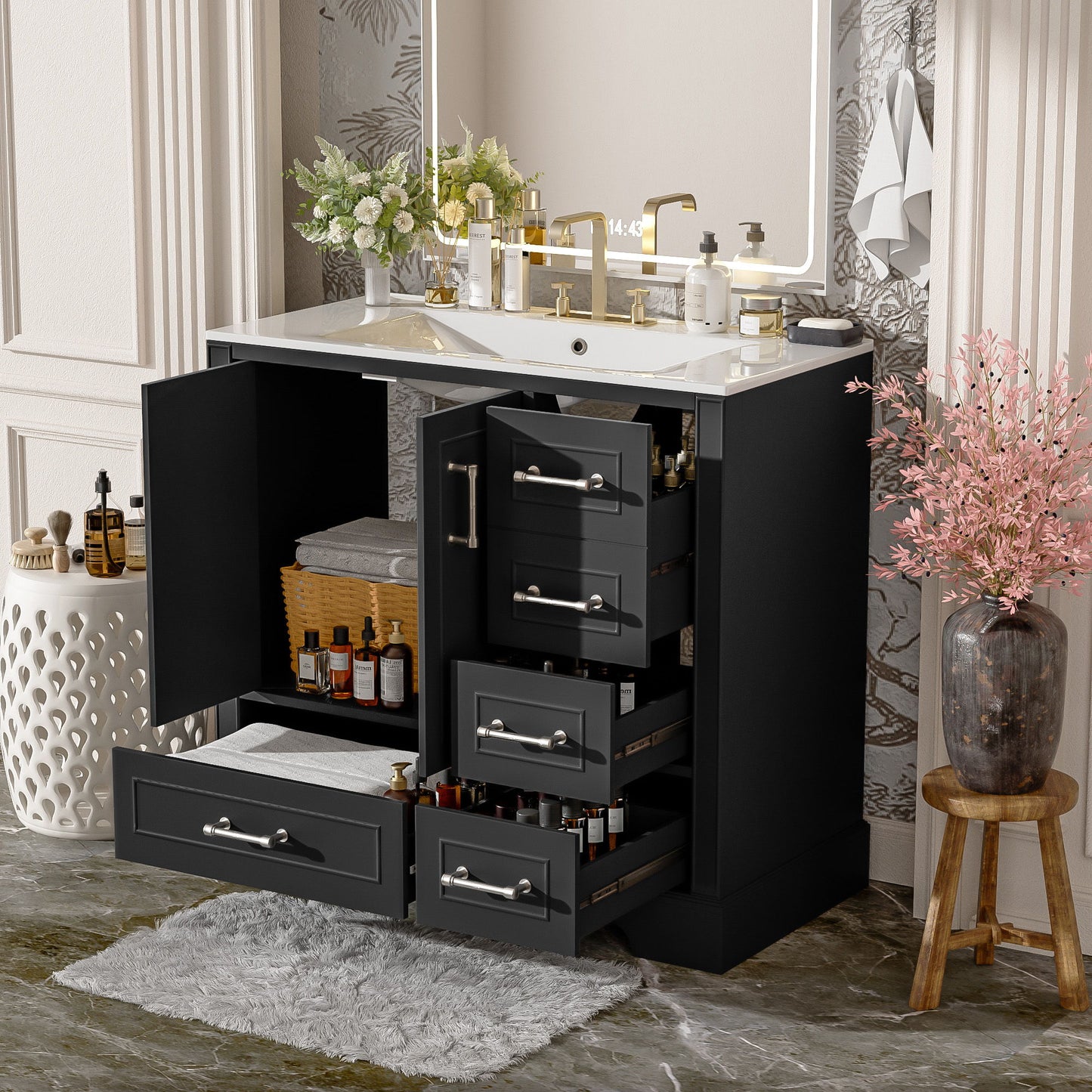 Traditional Bathroom Vanity With Soft Close Doors And Drawers Hearth and Haven