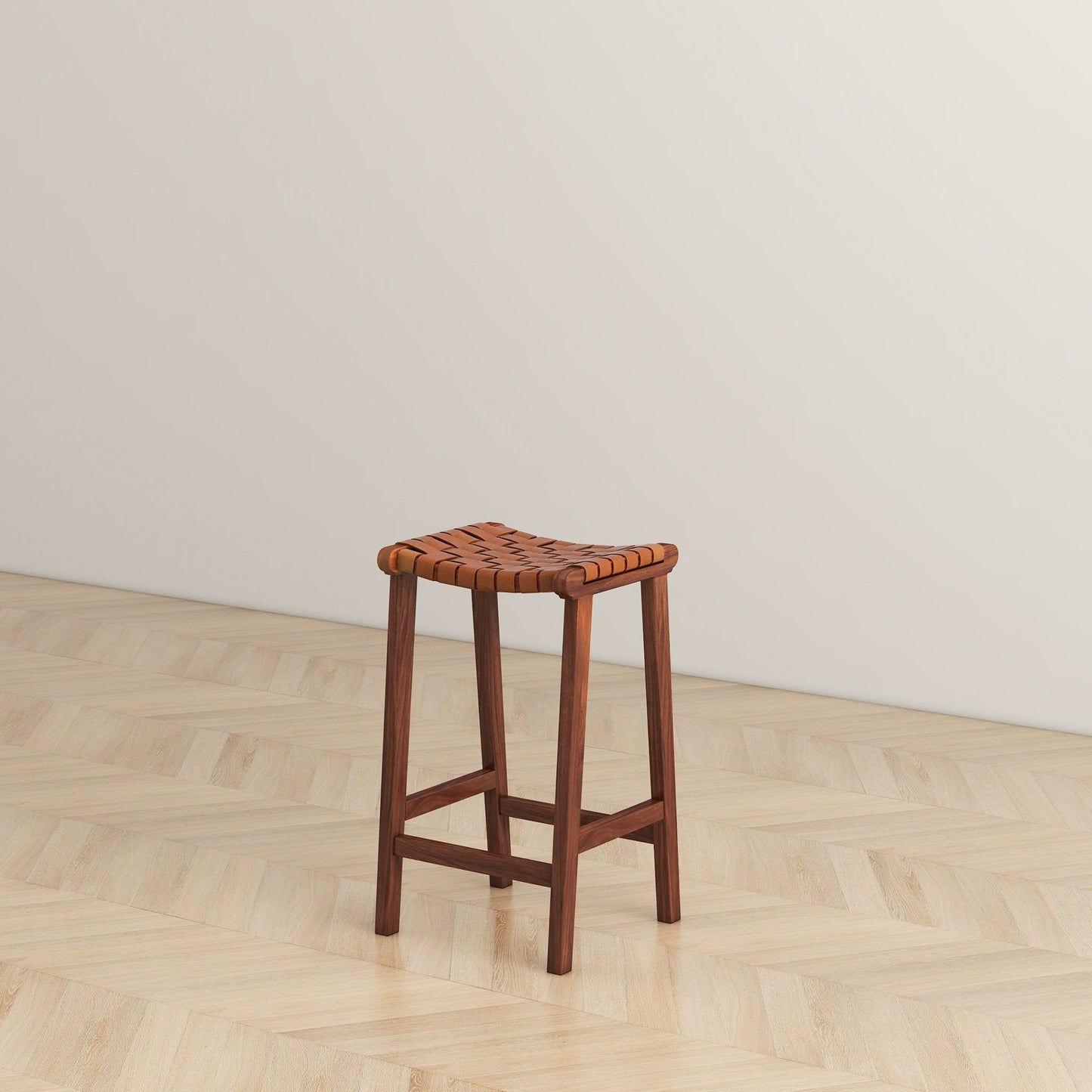 James - Mid-Century Modern Genuine Leather Counter Stool Ashcroft Furniture