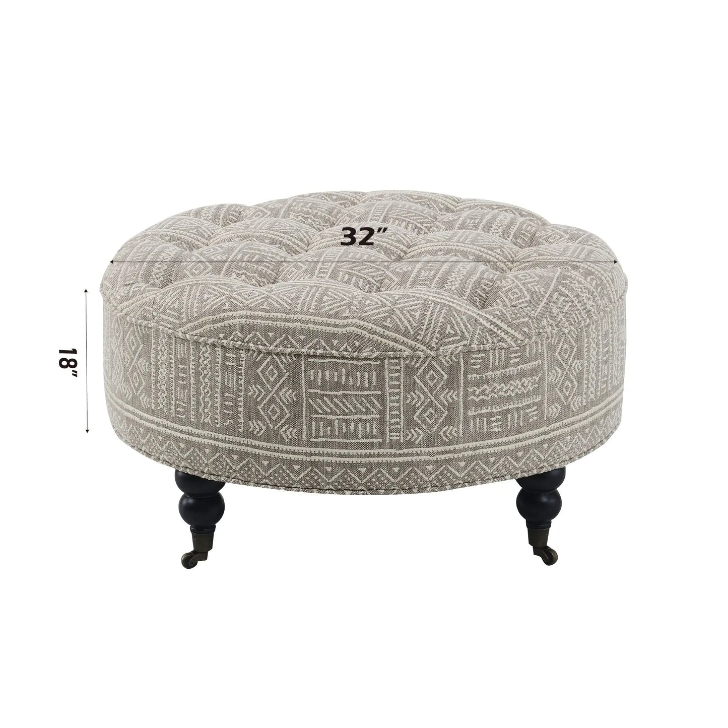 Upendo - Pattern Ottoman With Casters - Multi Acme