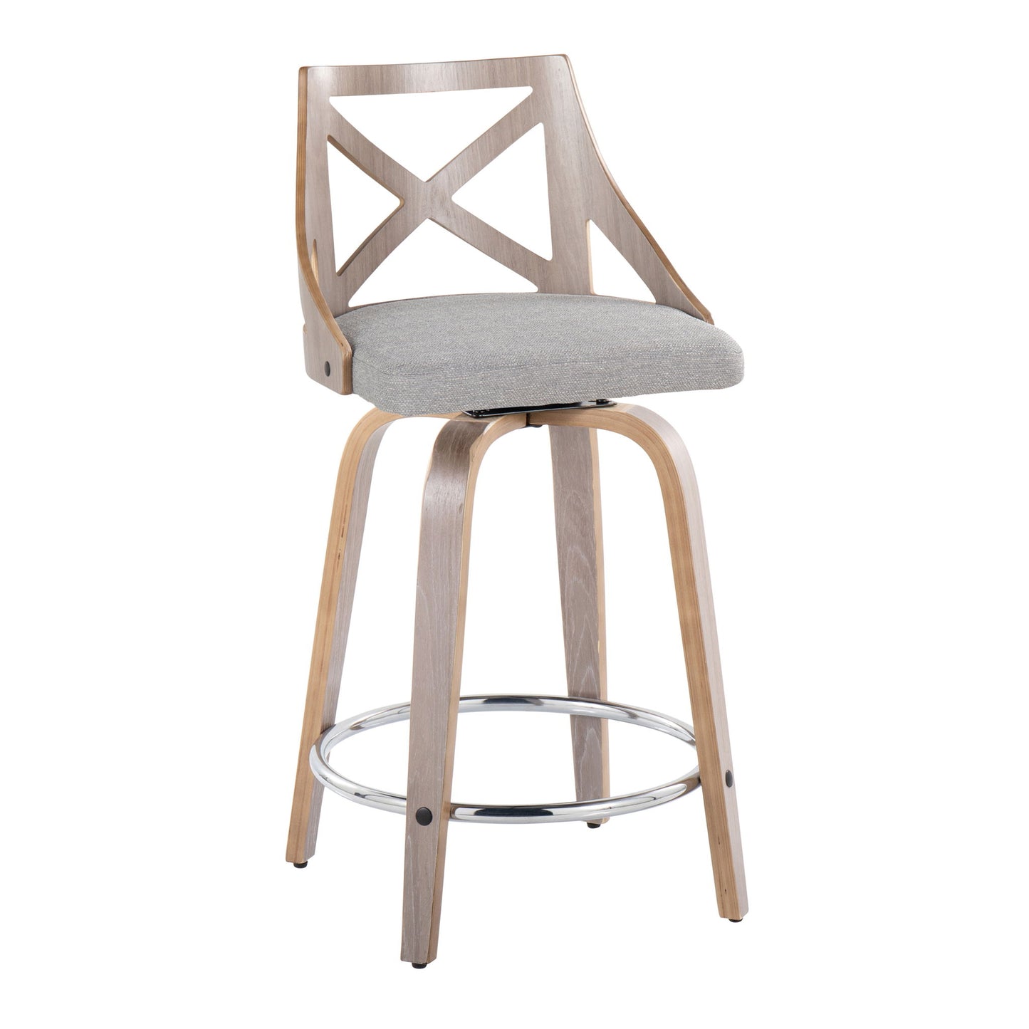 Charlotte - Farmhouse Fixed Height Counter Stool & Swivel With Round Footrest (Set of 2) Lumi Source