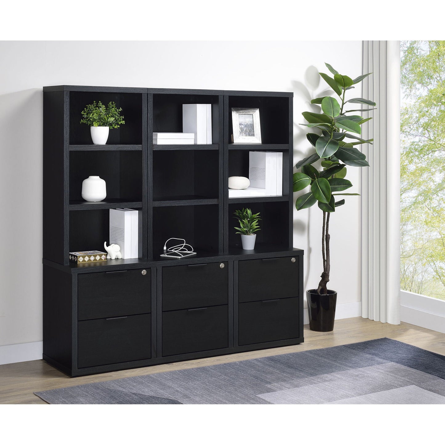 Geary - 3 Piece Wall Unit Bookcase Set With USB Storage Furniture Max