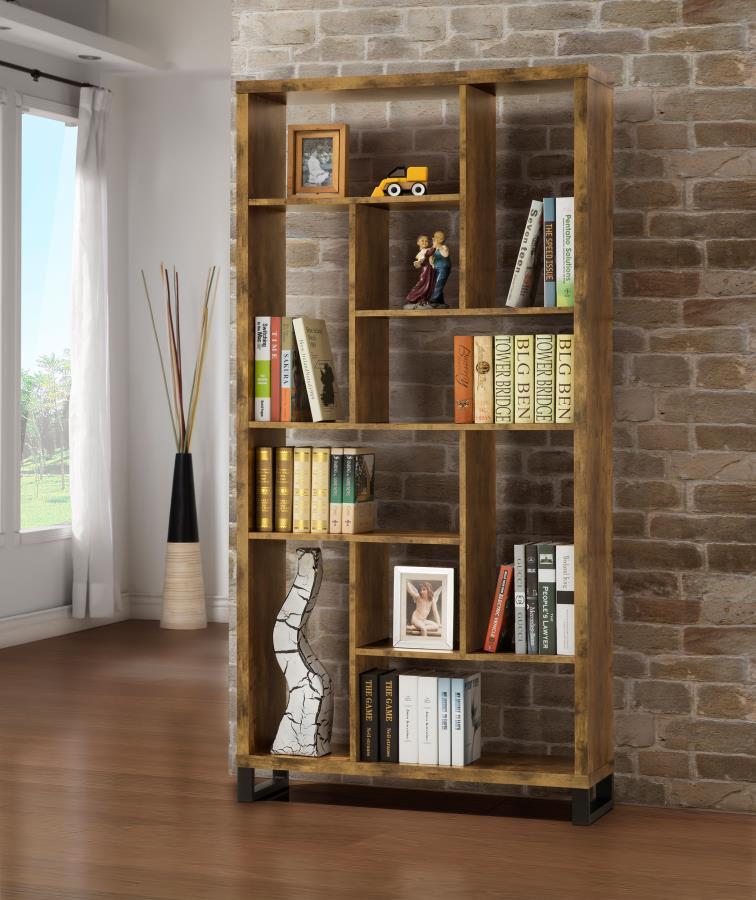 Delwin - 6-Shelf Bookshelf - Rustic Nutmeg CoasterEveryday