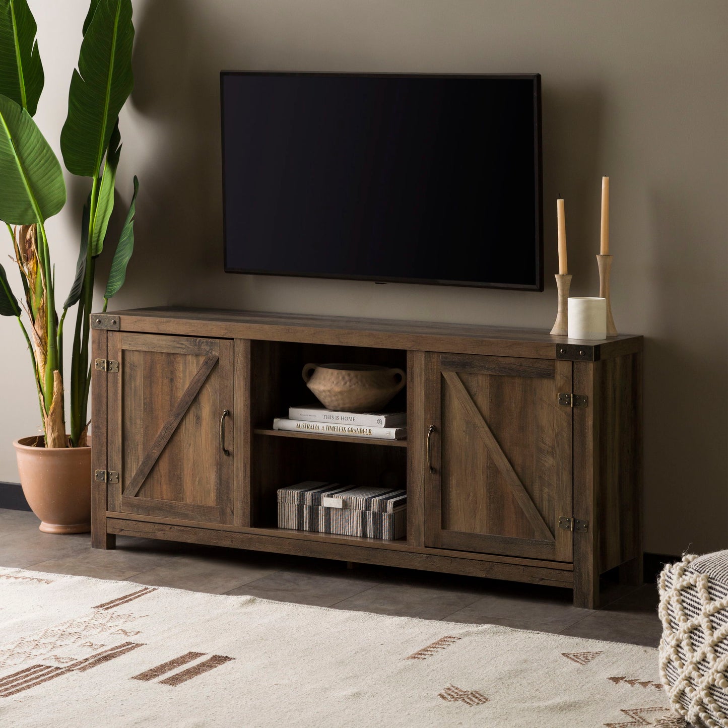 Farmhouse Barn Door TV Stand For TVs Up To 65" Walker Edison