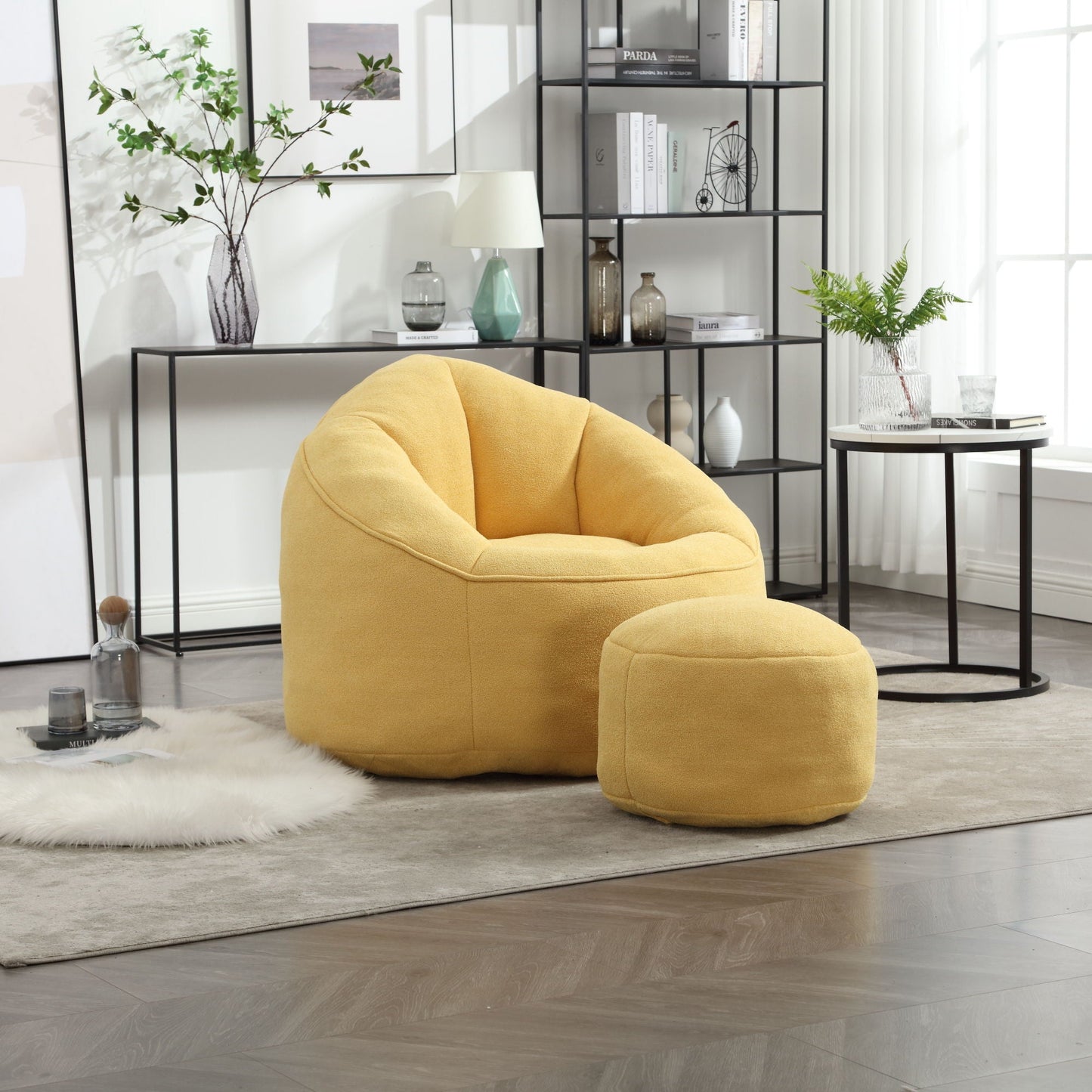 Bedding Bean Bag Sofa Chair High Pressure Foam With Footrest Home Essentials