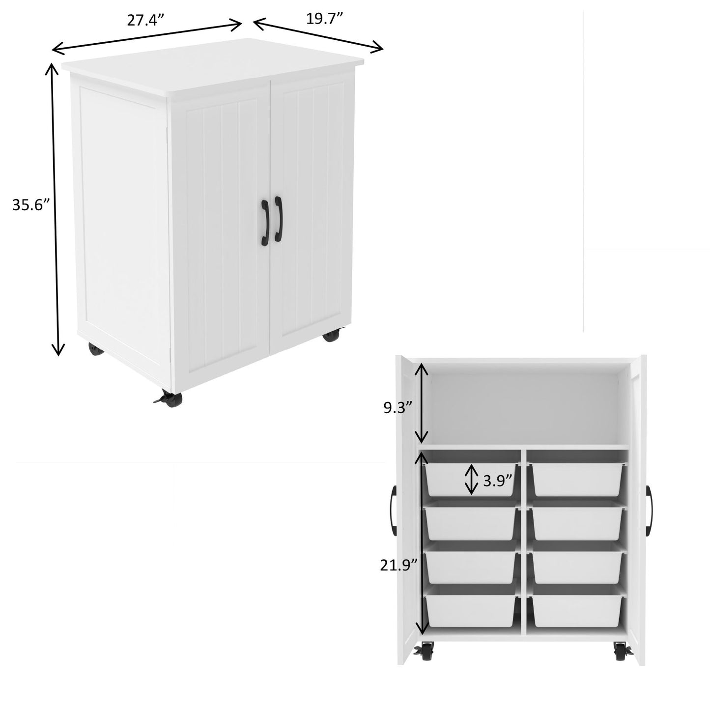 Sturdy Storage Cabinet With Large Capacity For Living Room, Bedroom, Kitchen - White Home Essentials
