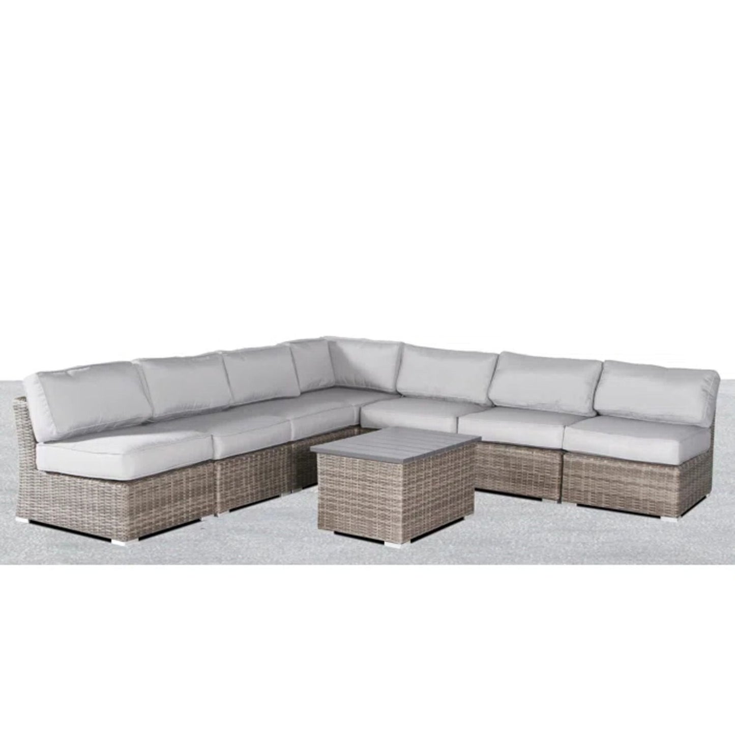 Wicker Sectional Sofa With Cushions And Table LSI Patio Furniture