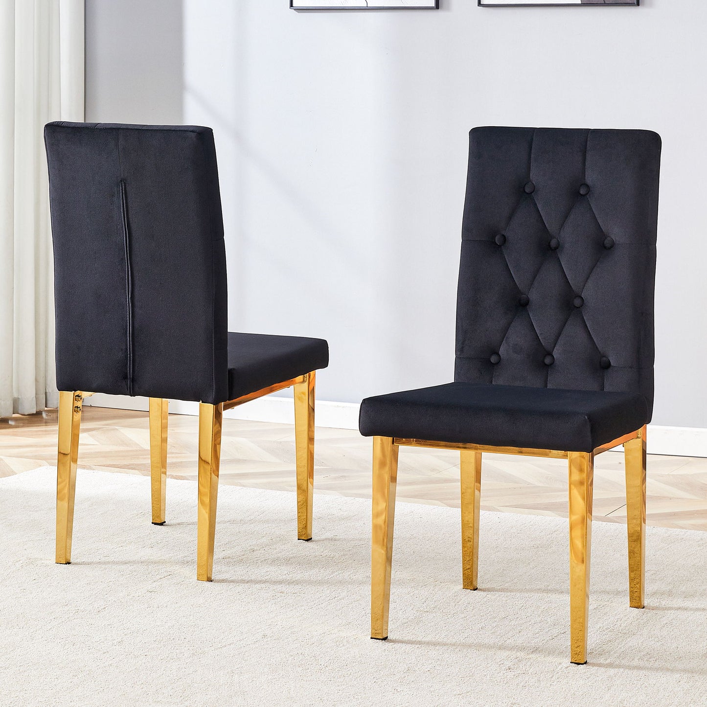 Vintage Style Armless Dining Chairs Set With Grid And Buckle Design Home Essentials