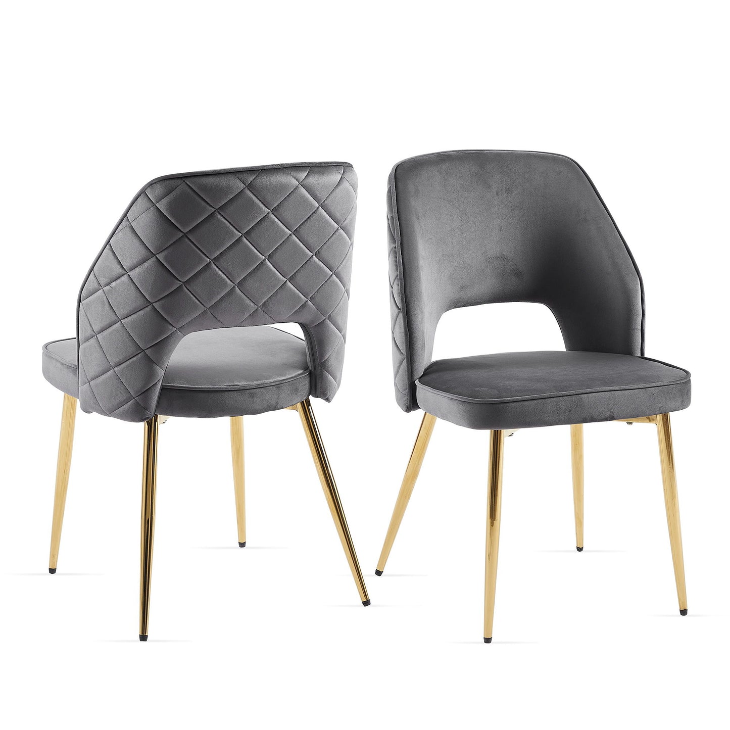 Velvet Dining Chairs With Metal Legs And Hollow Back Upholstered Dining Chairs Home Essentials